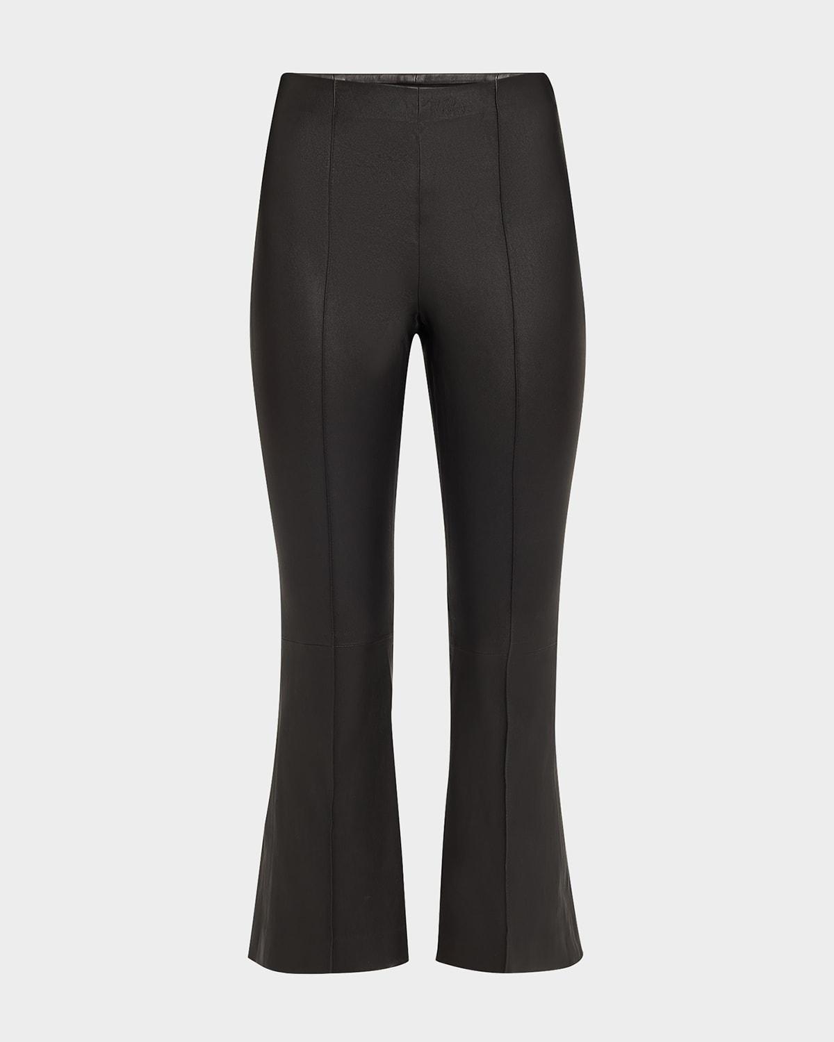 cropped flare leather pants