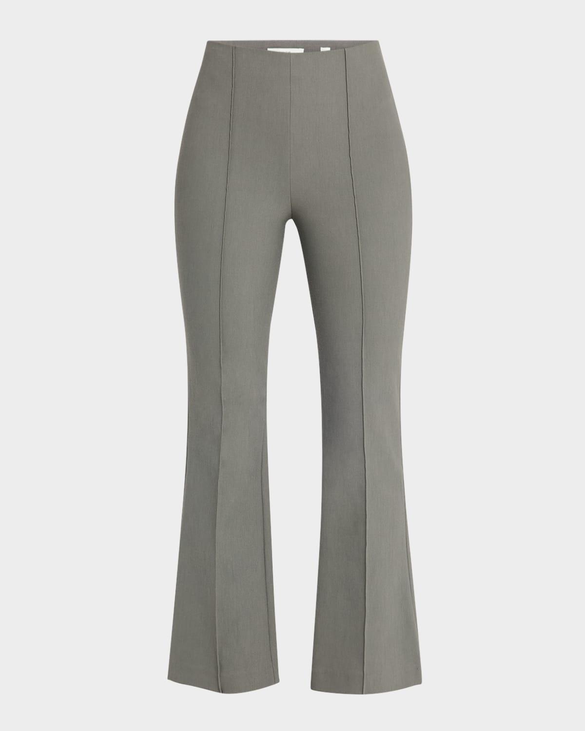 cropped flare-leg pintuck pants