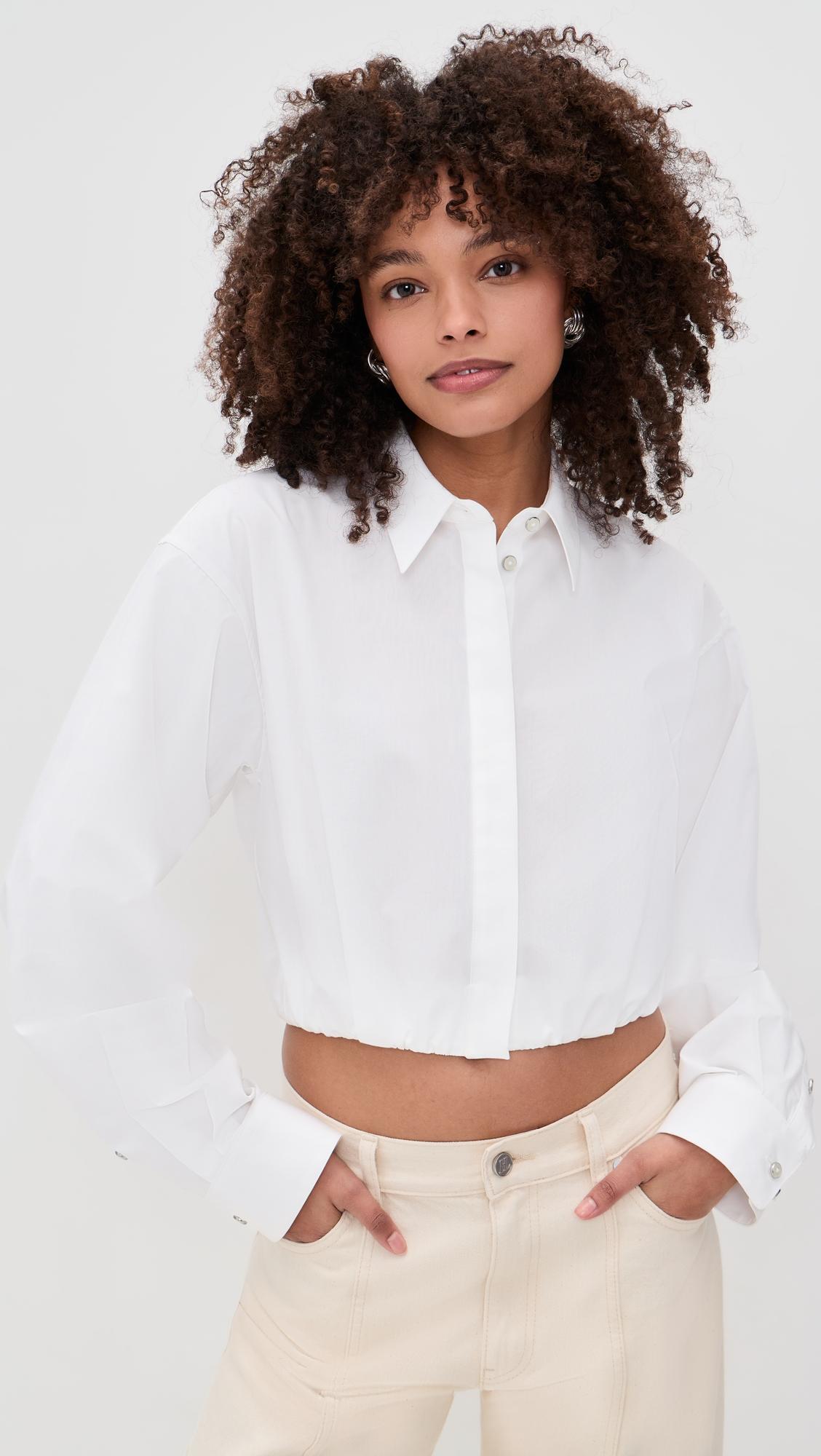 cropped gathered shirt