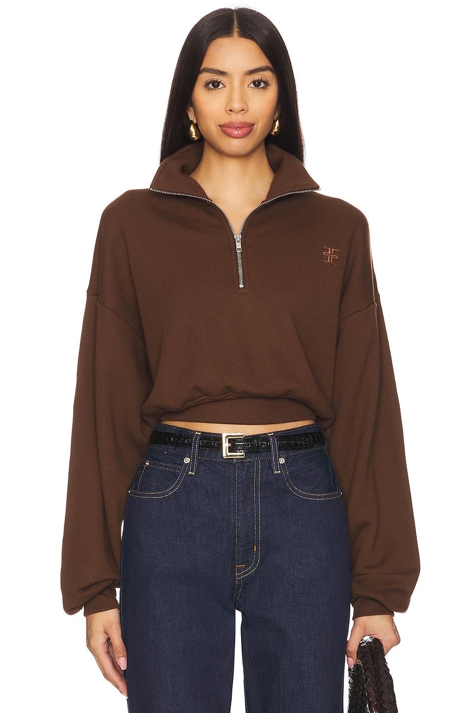 cropped half zip sweatshirt