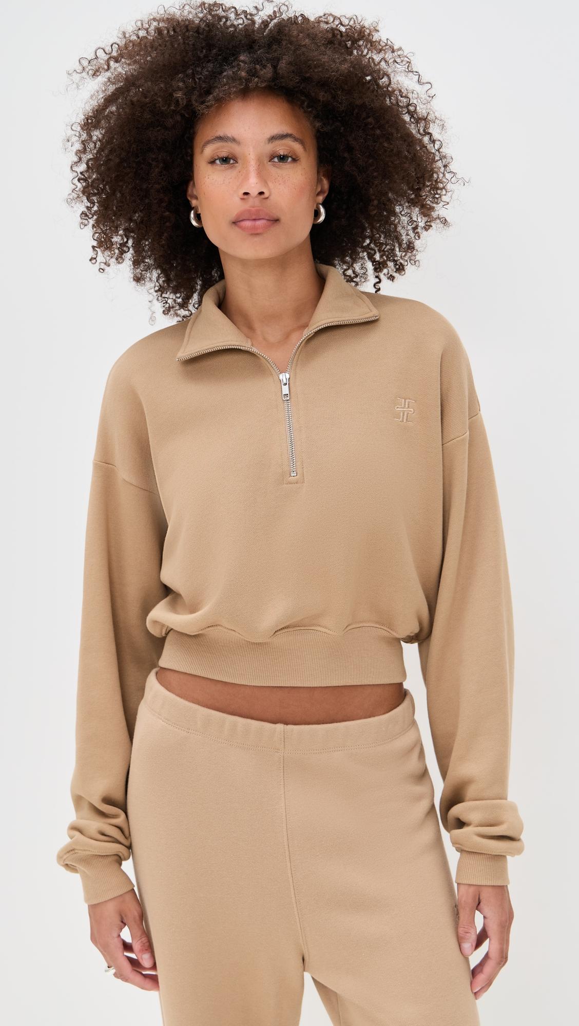 cropped half-zip sweatshirt