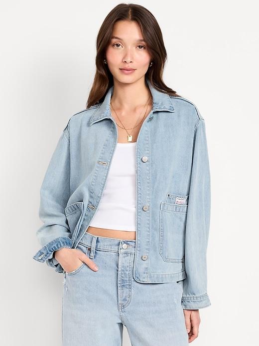 cropped jean chore jacket