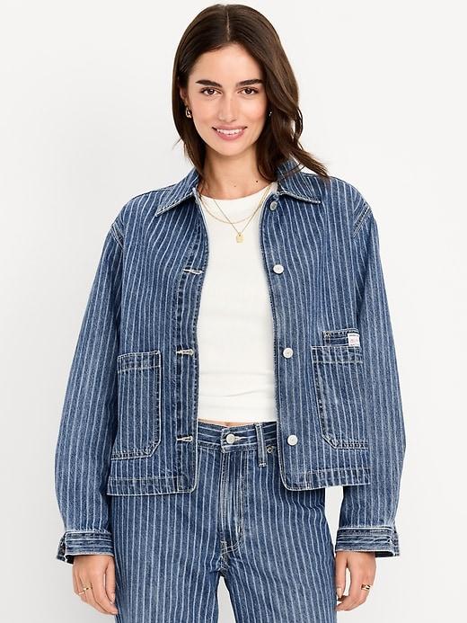 cropped jean chore jacket