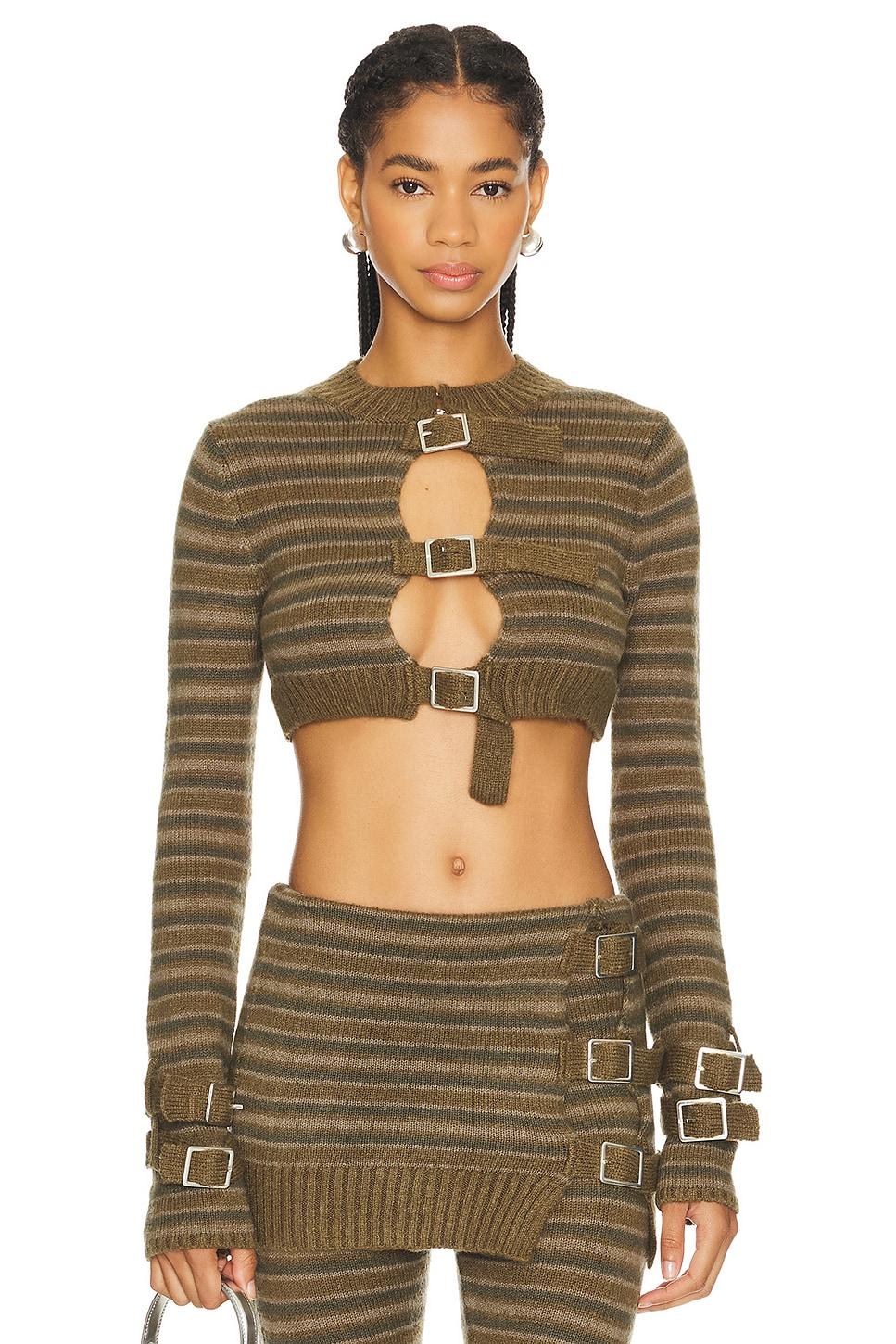 cropped knitted stripe top