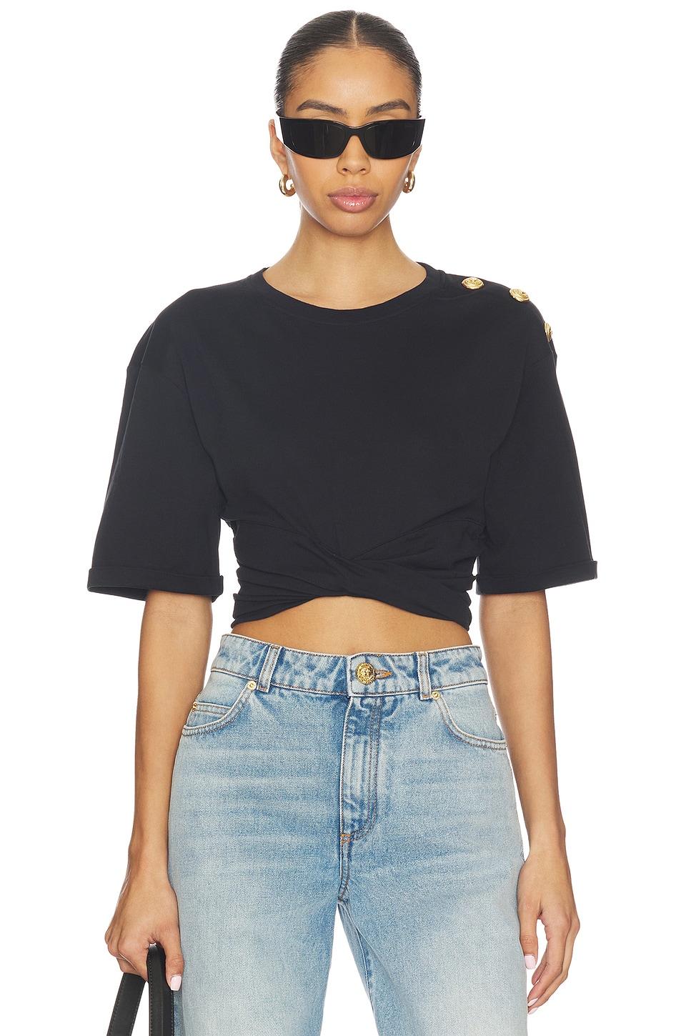 cropped knitted t-shirt
