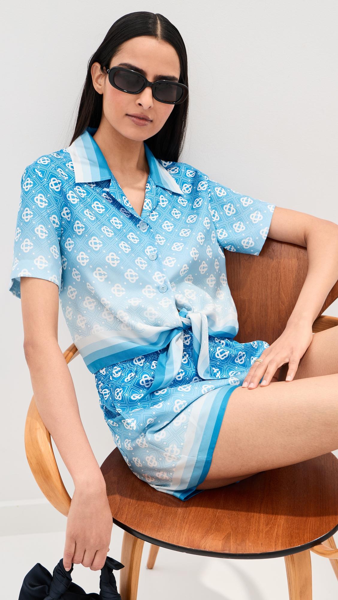 cropped knotted silk shirt