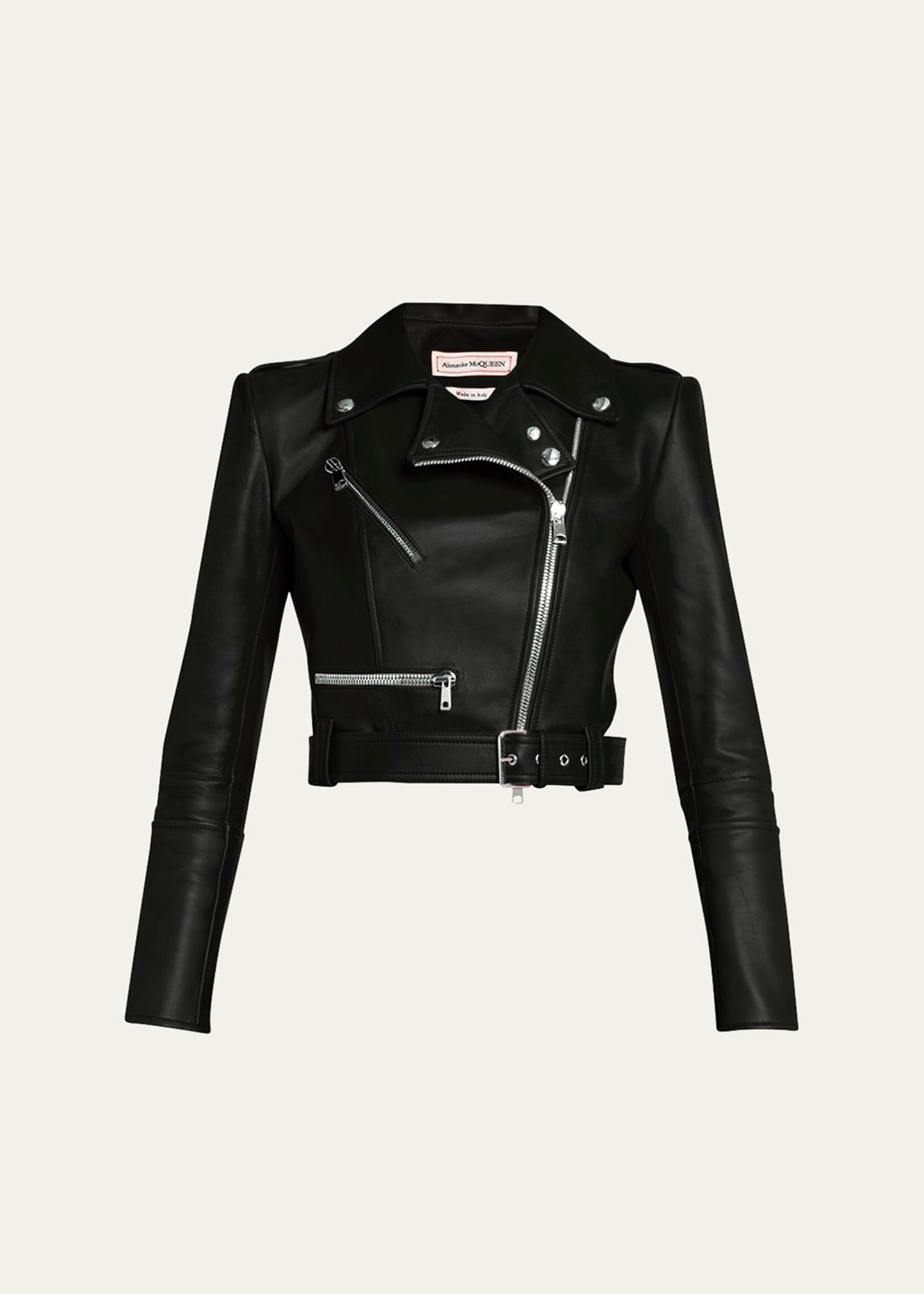 cropped leather biker jacket