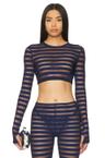 cropped long sleeve crewneck top