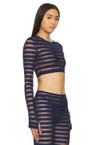 cropped long sleeve crewneck top