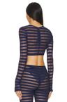 cropped long sleeve crewneck top