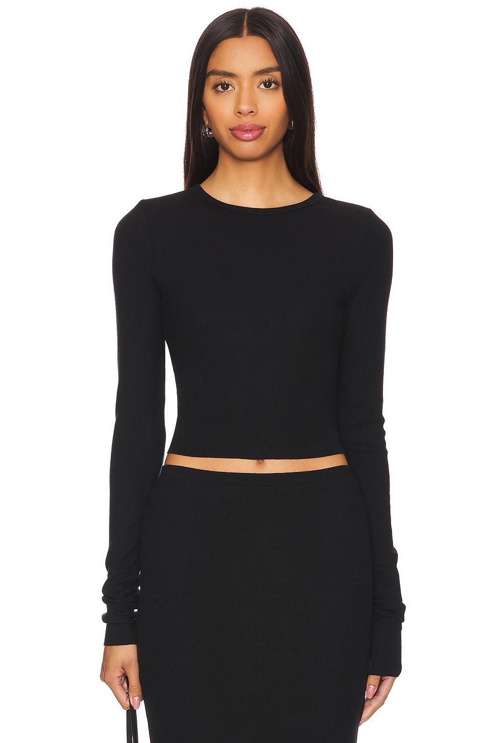 cropped long sleeve fitted top