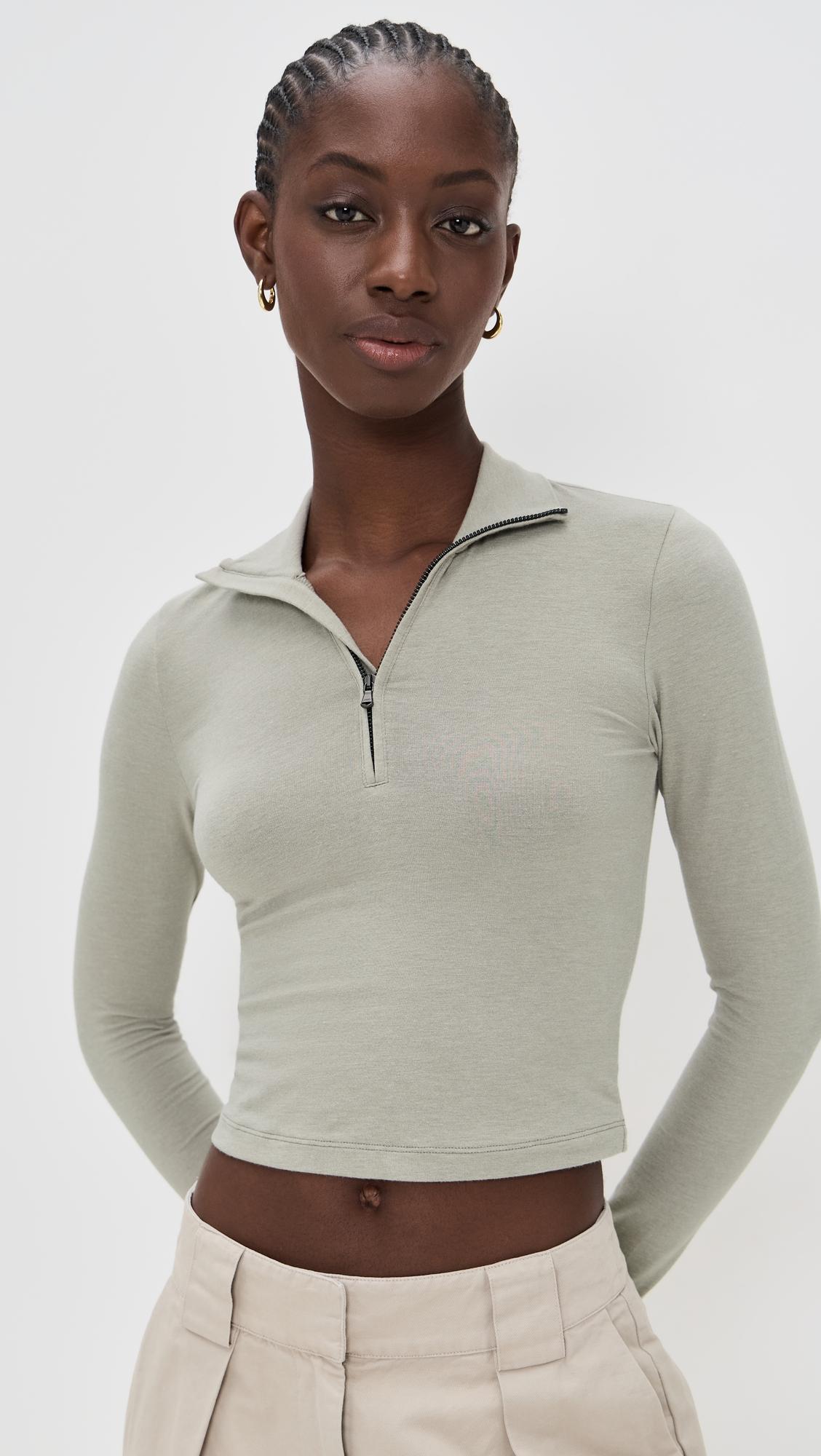 cropped long sleeve half zip