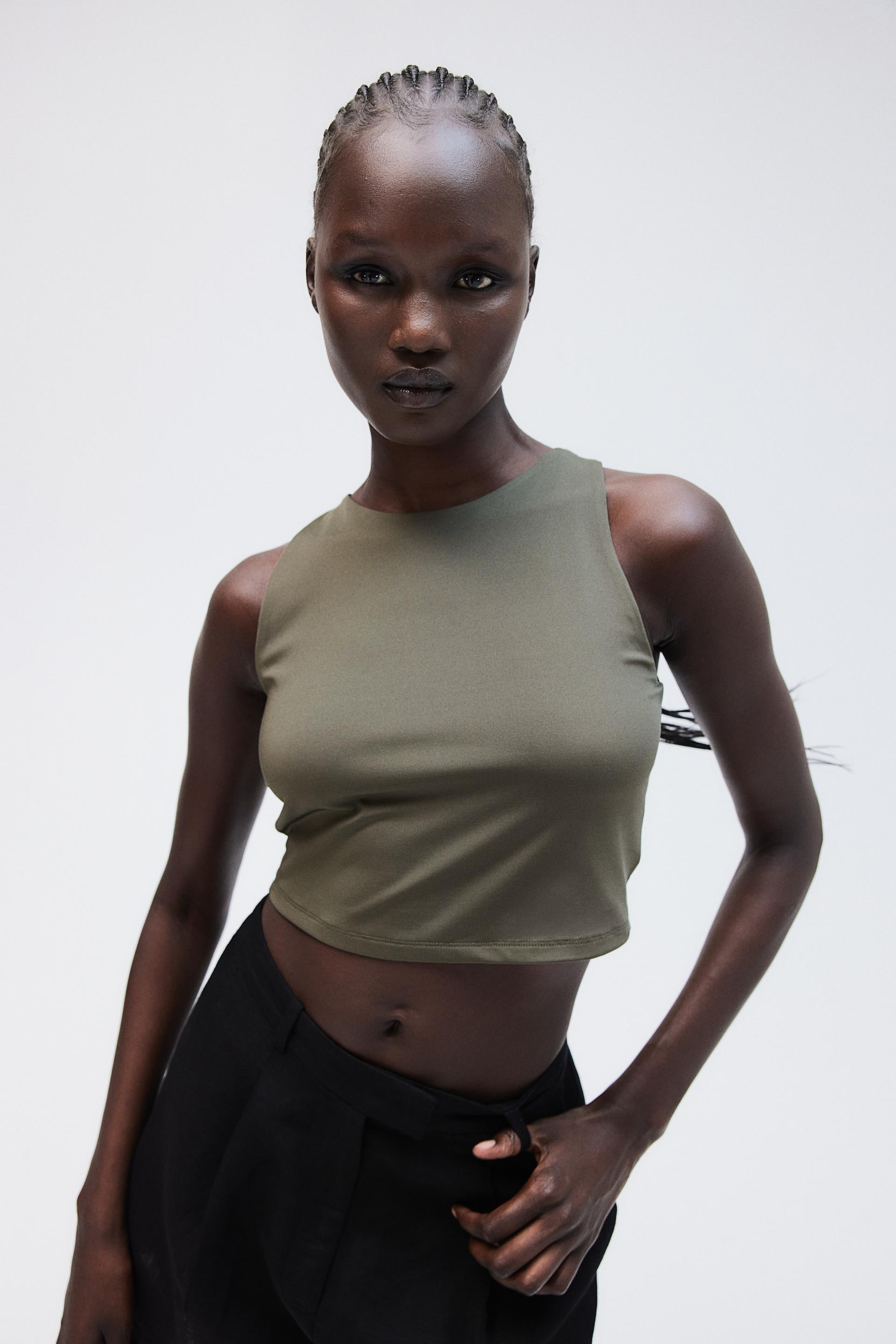 cropped microfiber tank top
