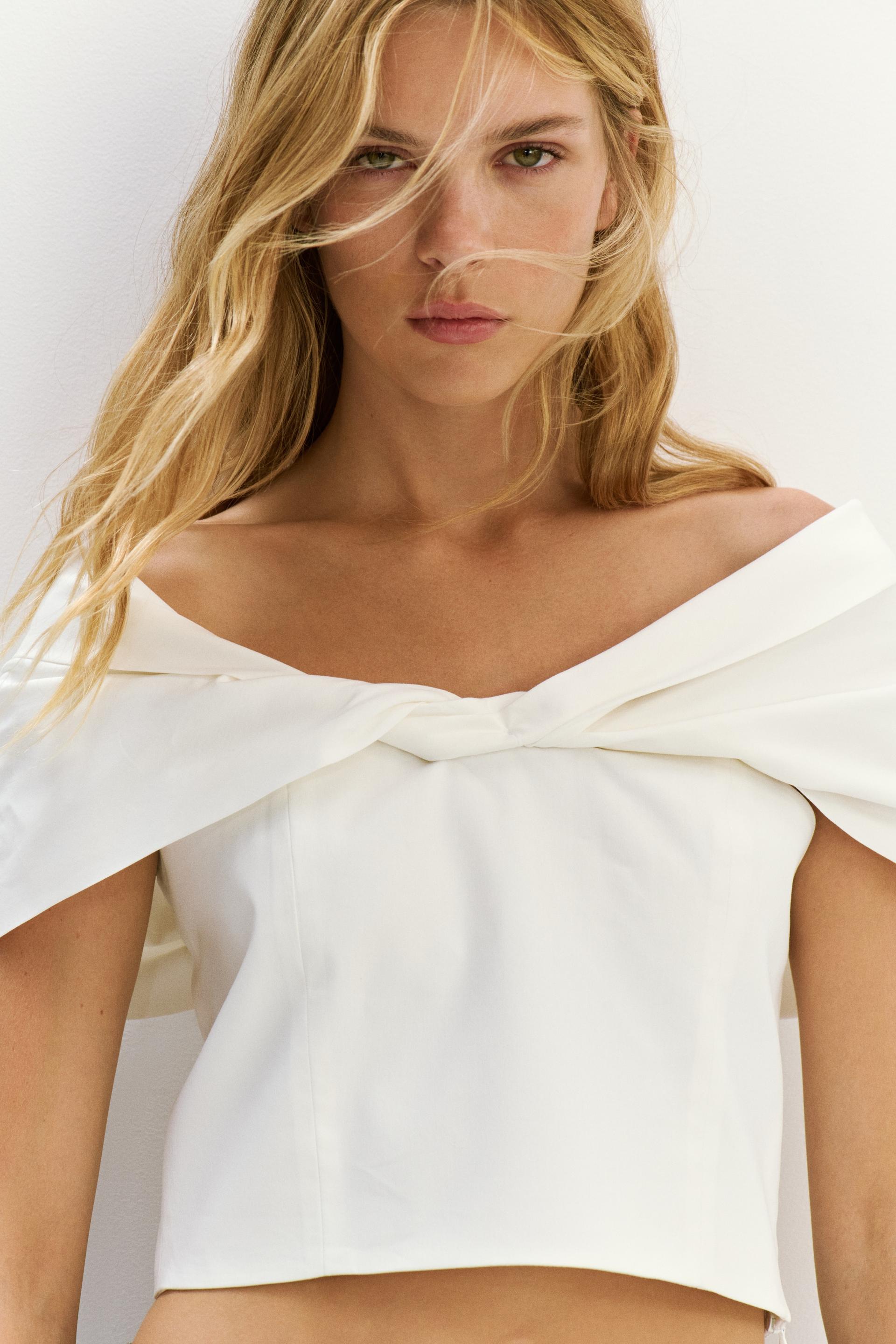 cropped off-the-shoulder top