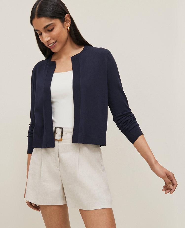 cropped open cardigan