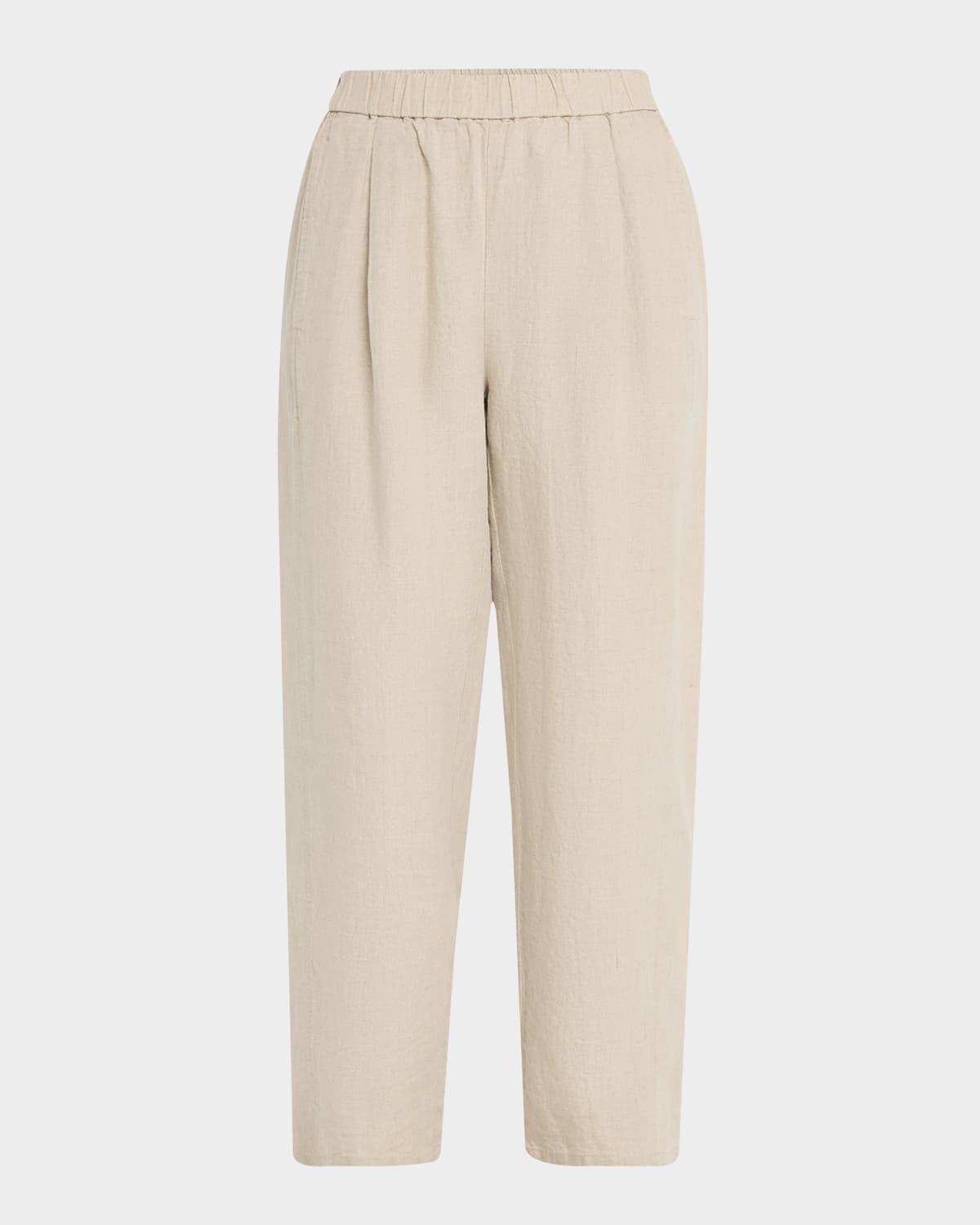 cropped organic linen lantern pants