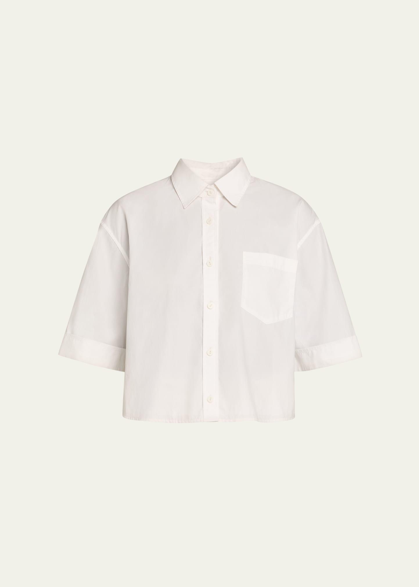 cropped oversized button-front shirt