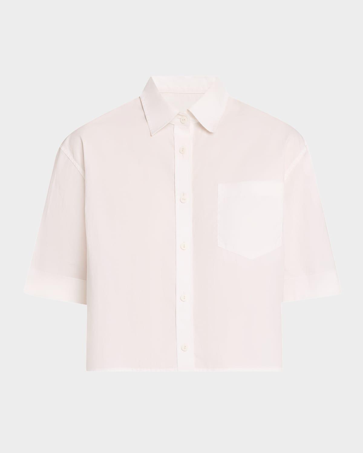 cropped oversized button-front shirt