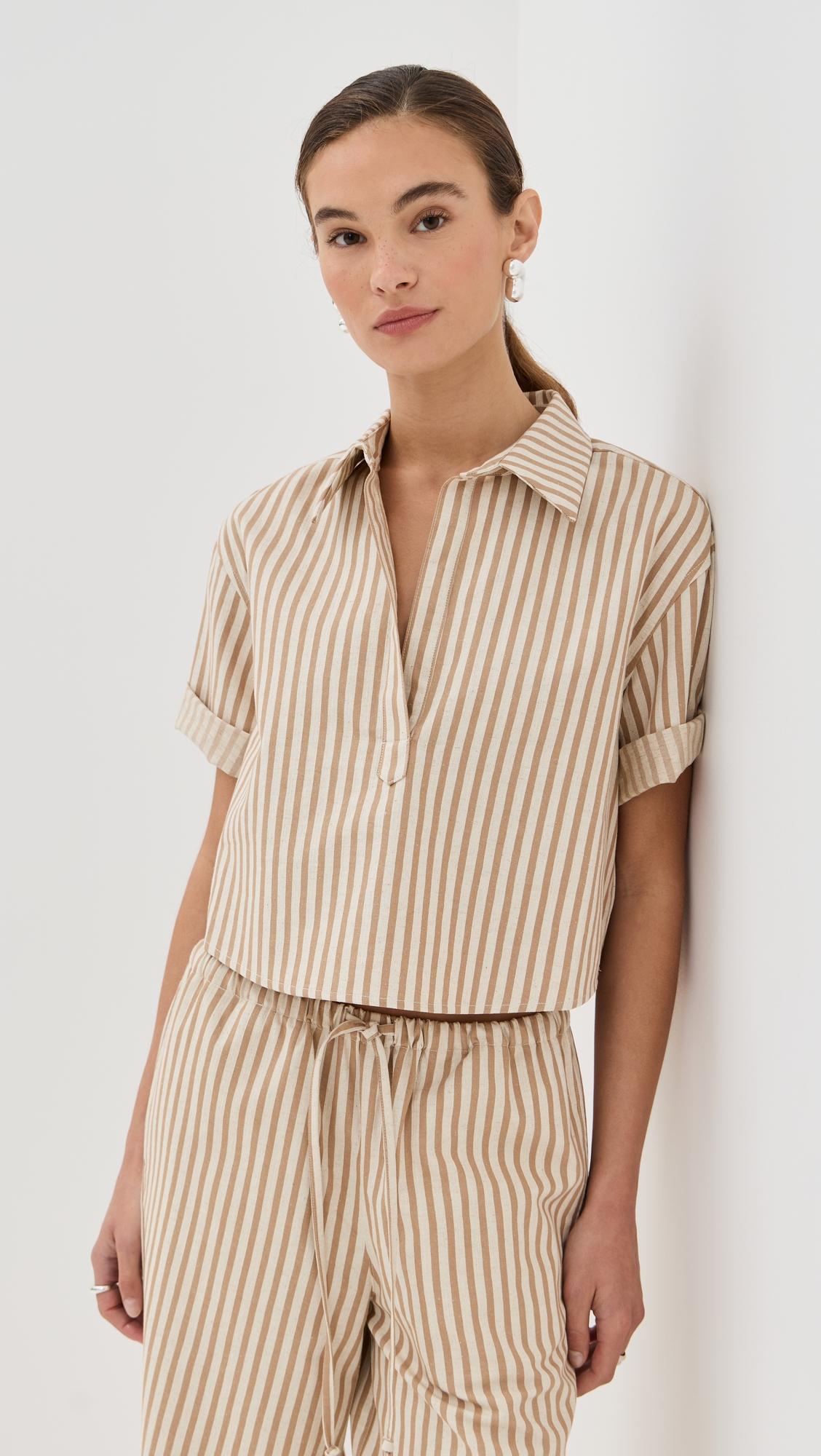 cropped oversized henley