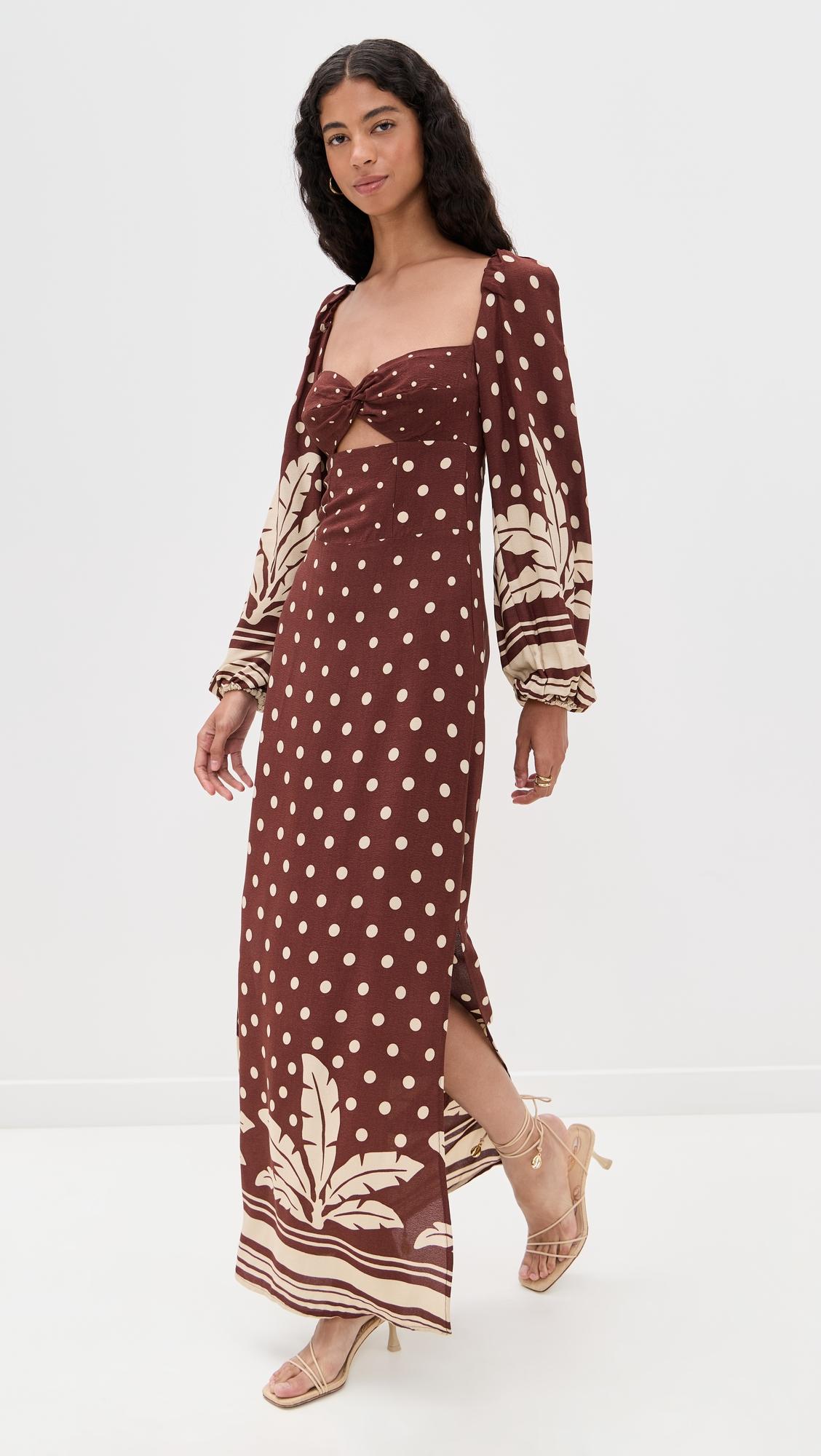 cropped palm tree print crepe dress