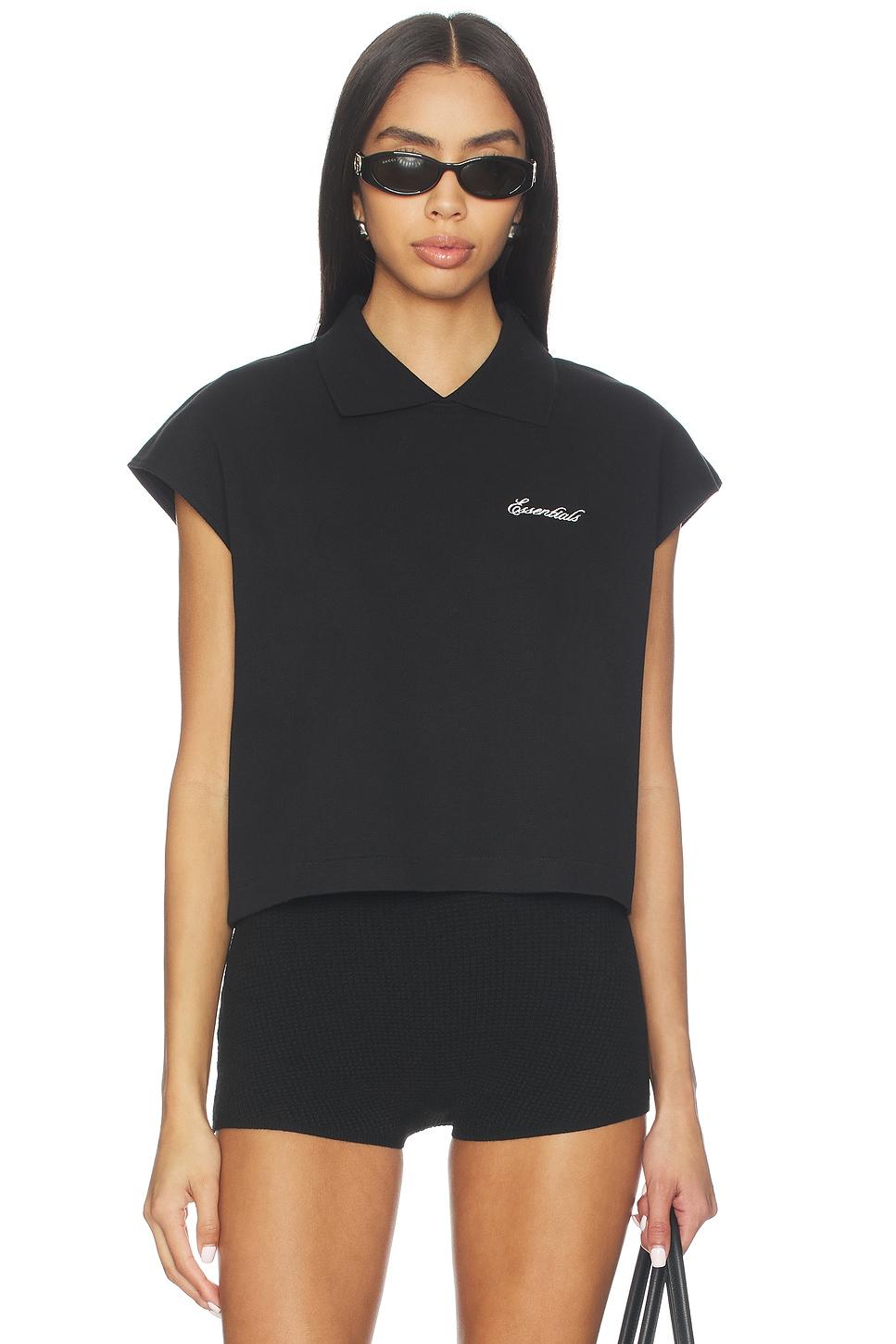 cropped pique polo top