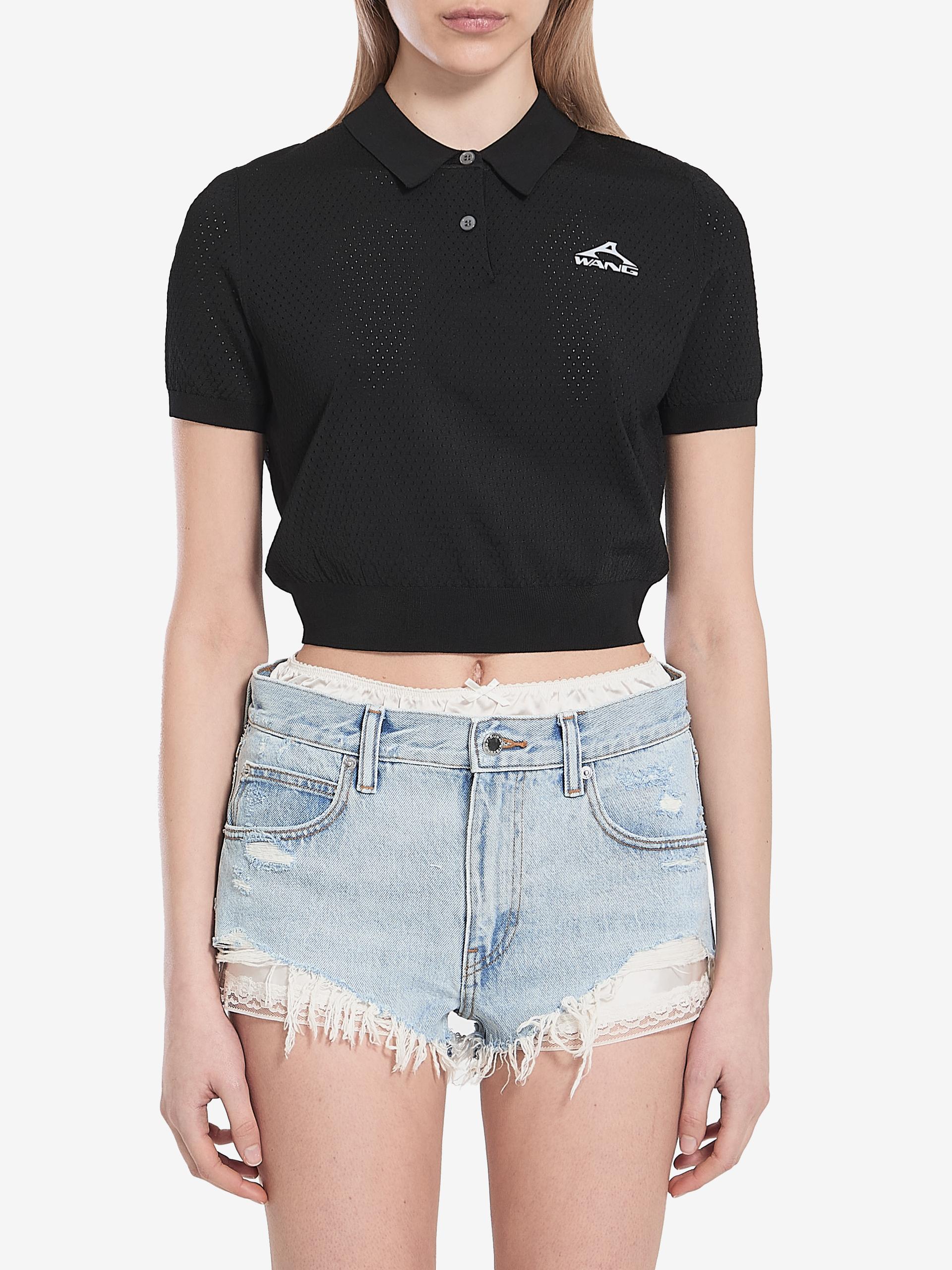 cropped polo shirt with 3d logo