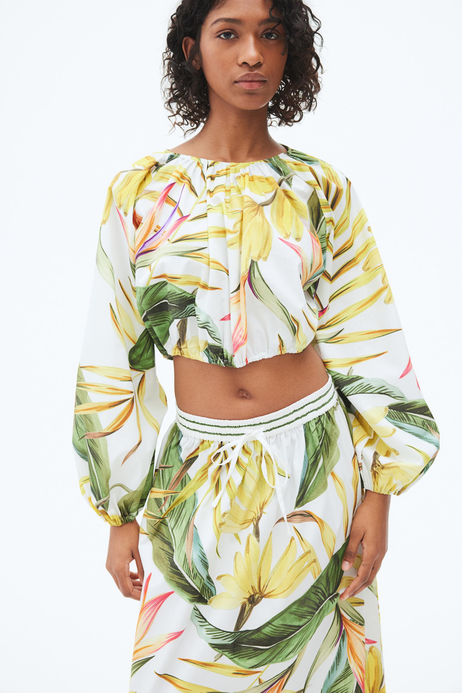 cropped poplin blouse