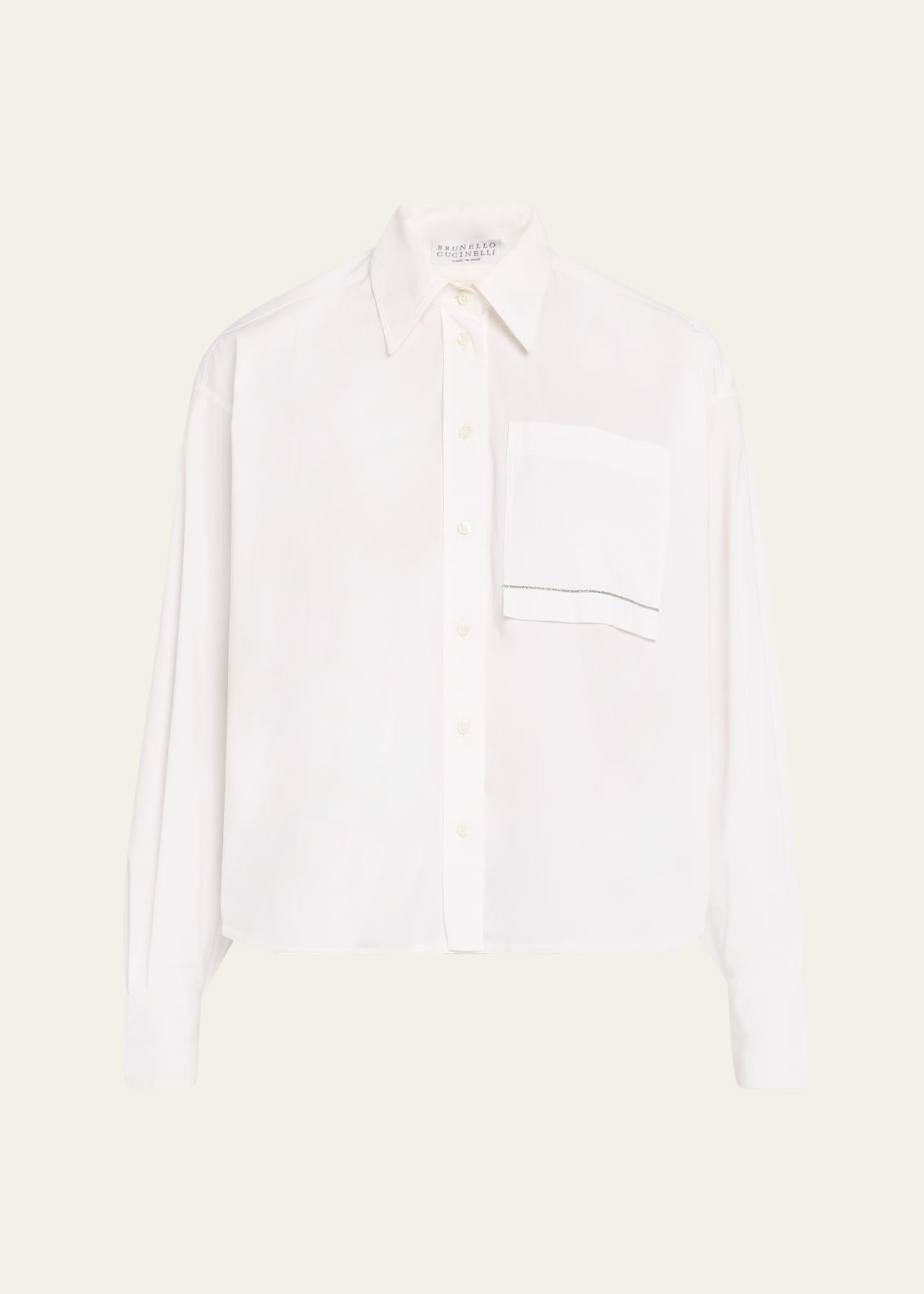 cropped poplin pocket blouse