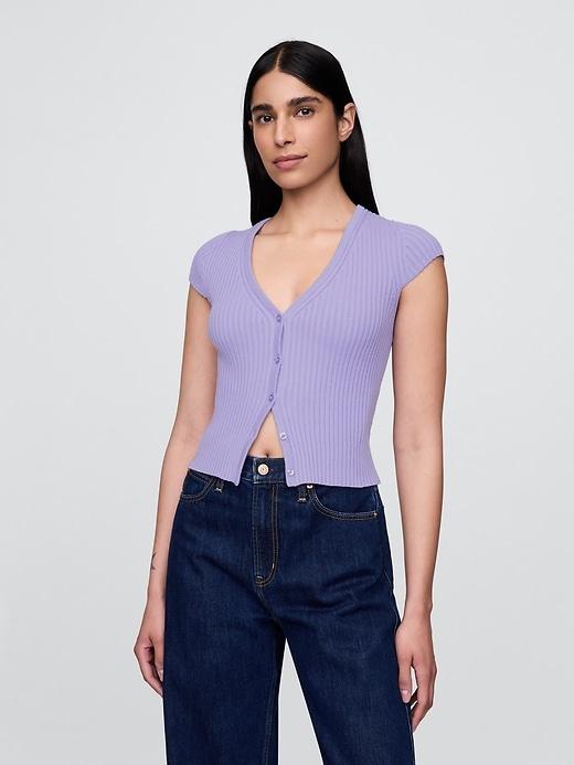 cropped rib cardigan