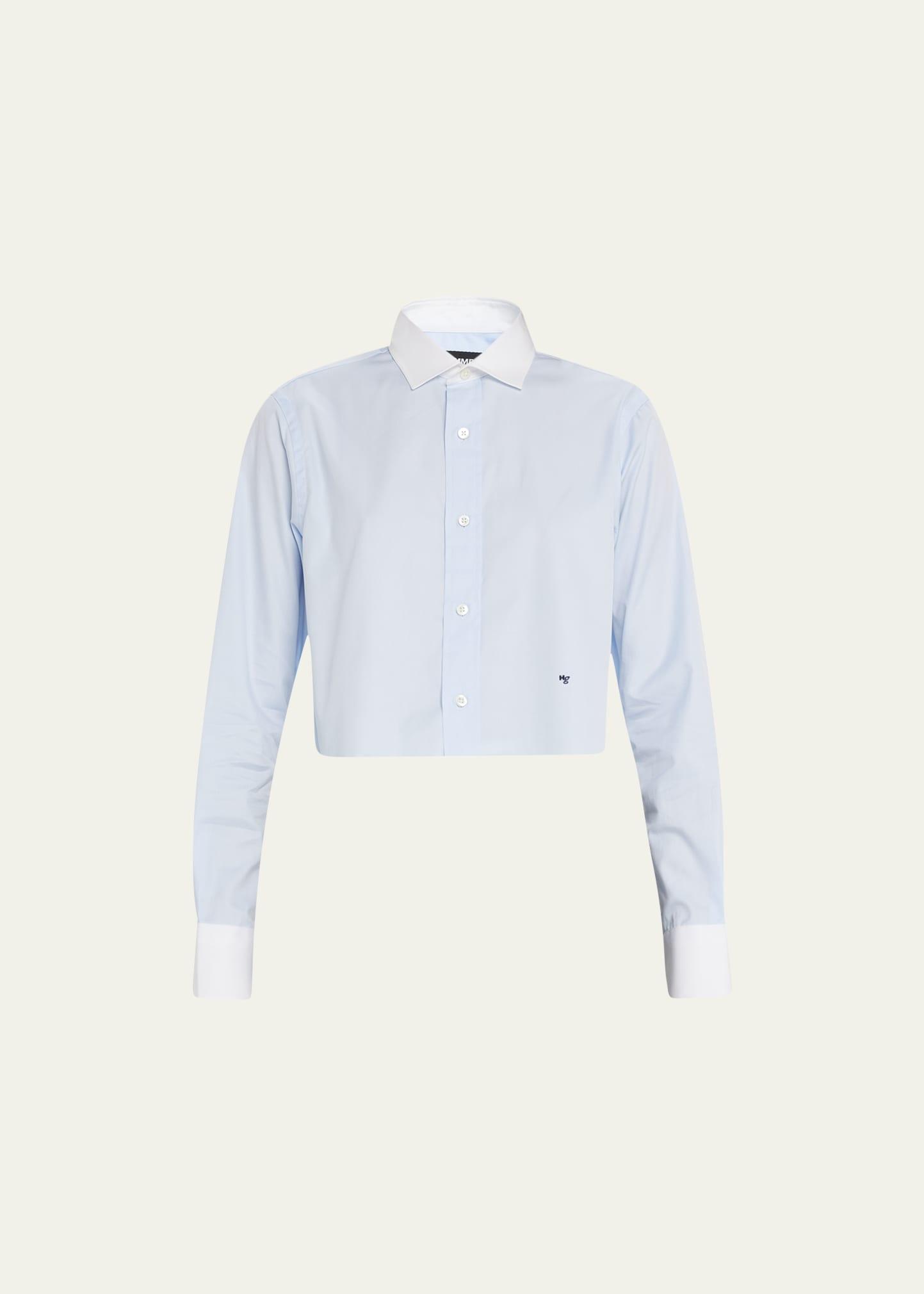 cropped shirt with contrast collar