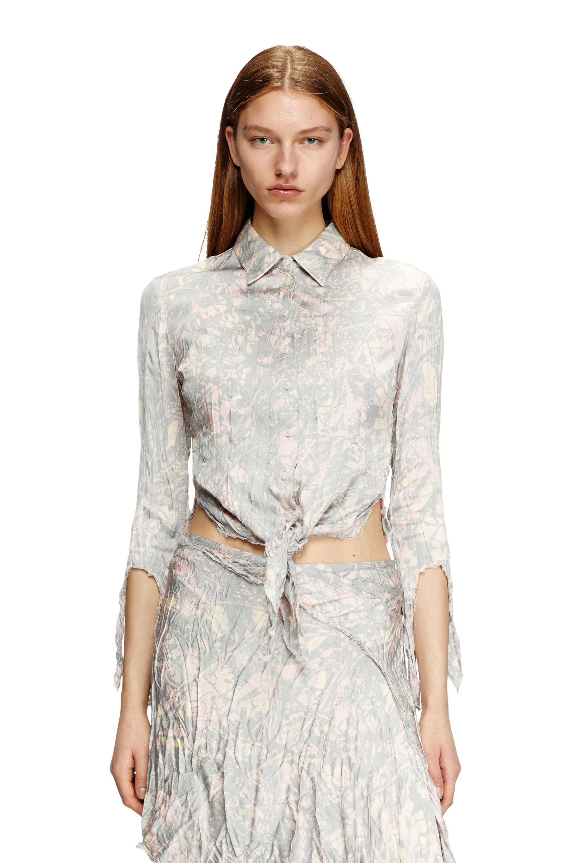 cropped shirt with raw cut seams