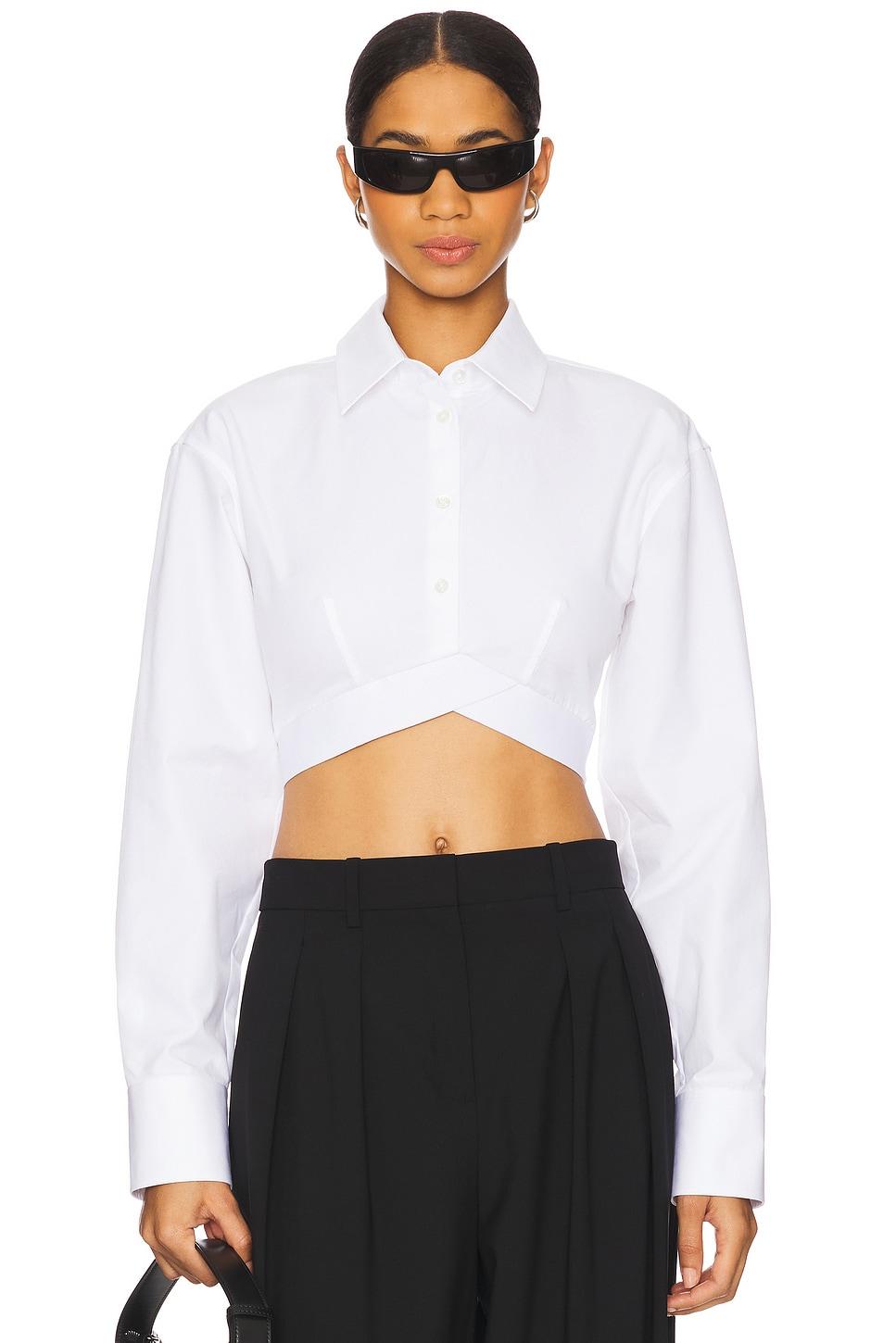 cropped shirt with white logo elastic