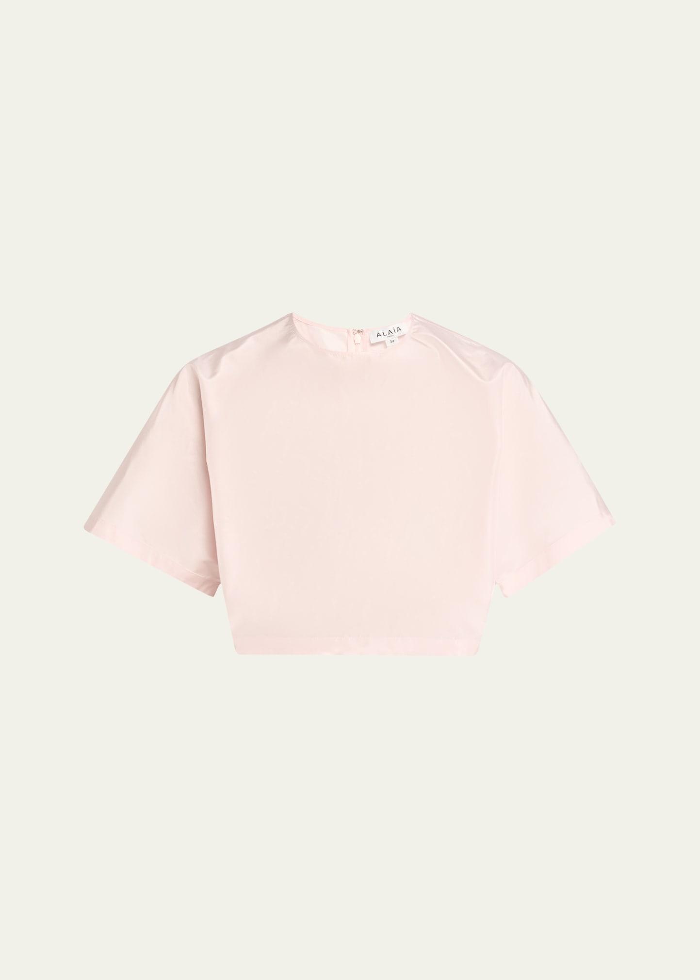 cropped silk taffeta t-shirt
