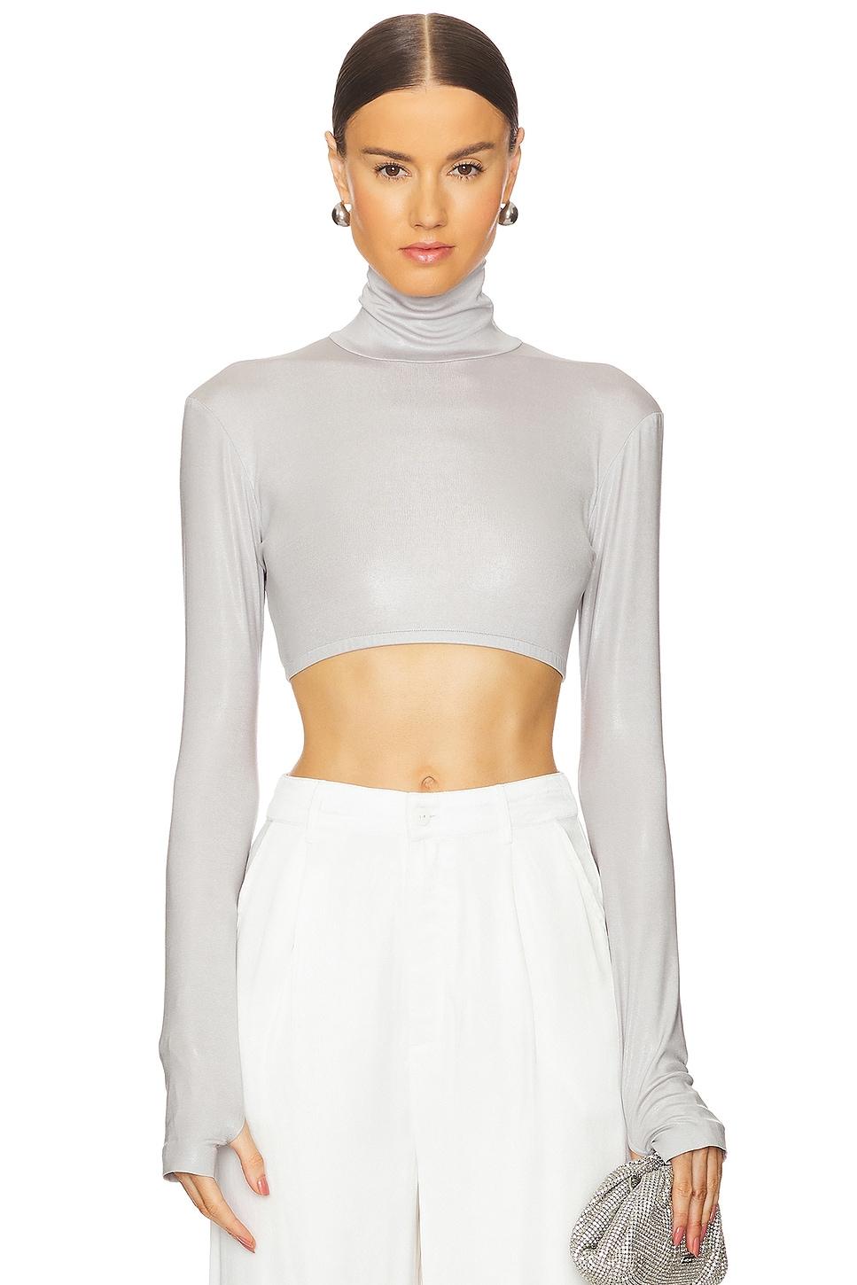cropped slim fit long sleeve turtleneck top