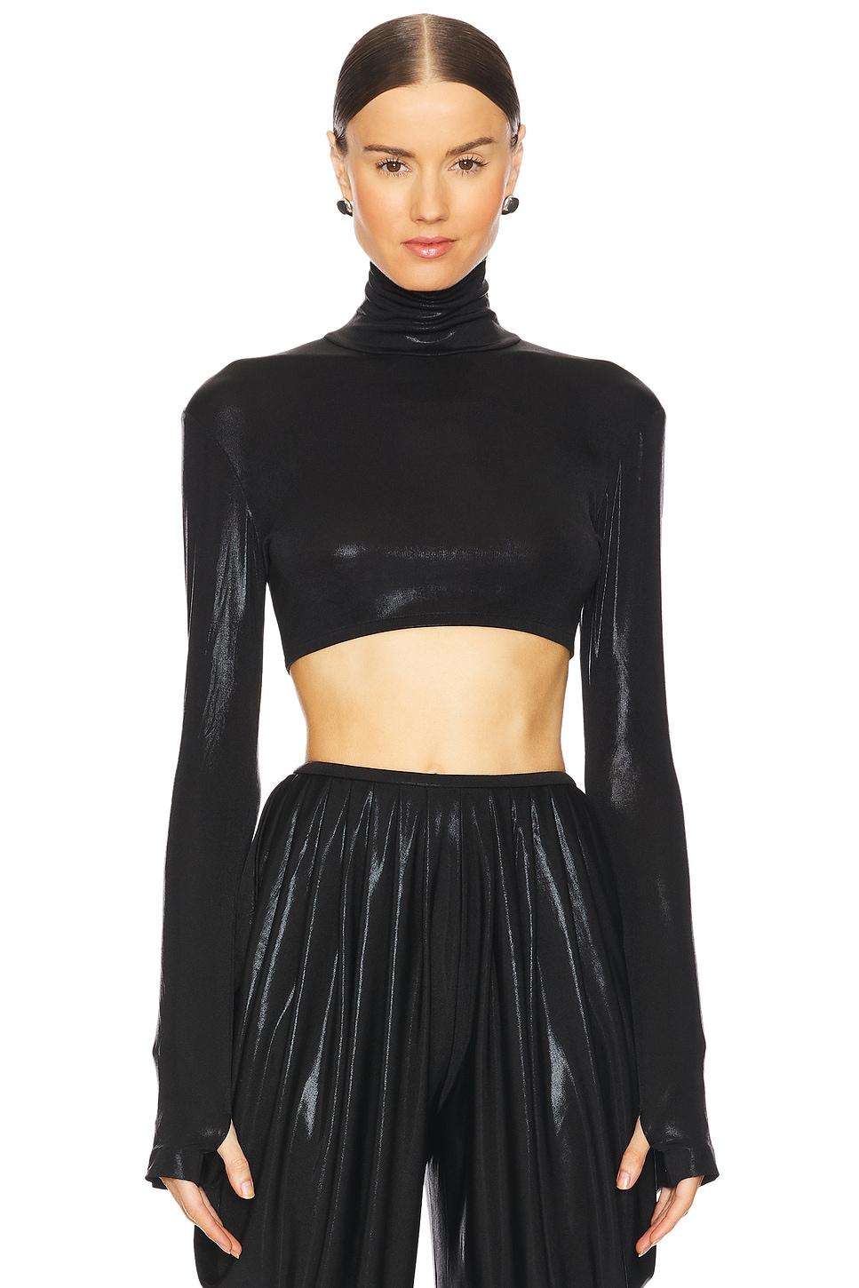 cropped slim fit long sleeve turtleneck top