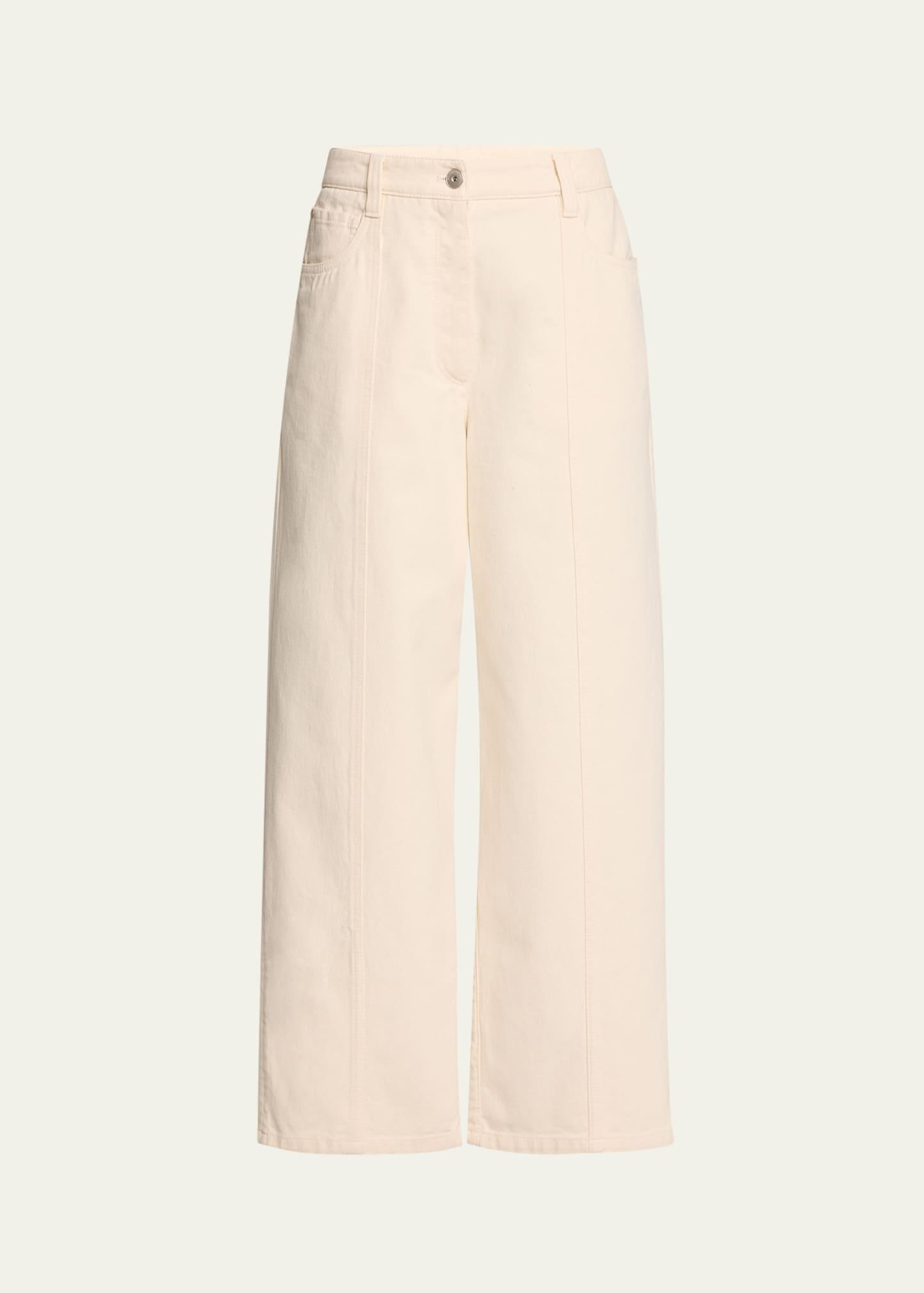 cropped square denim pants