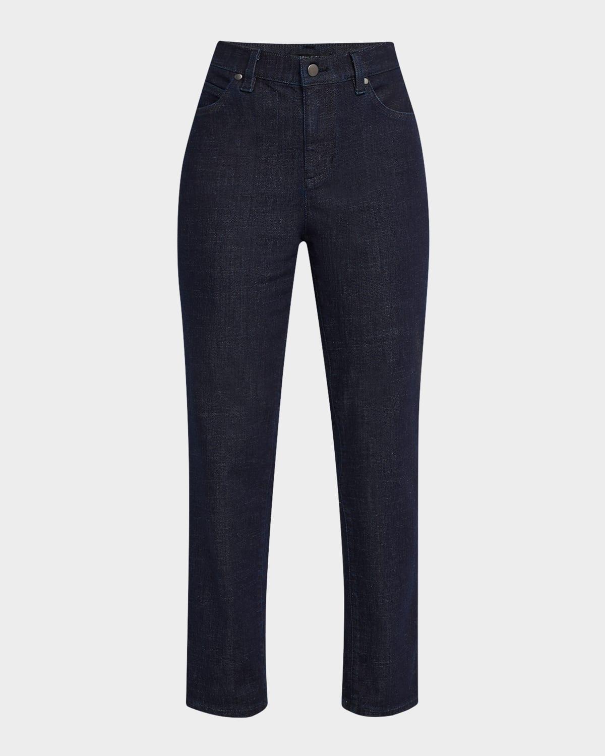 cropped straight-leg stretch denim pants