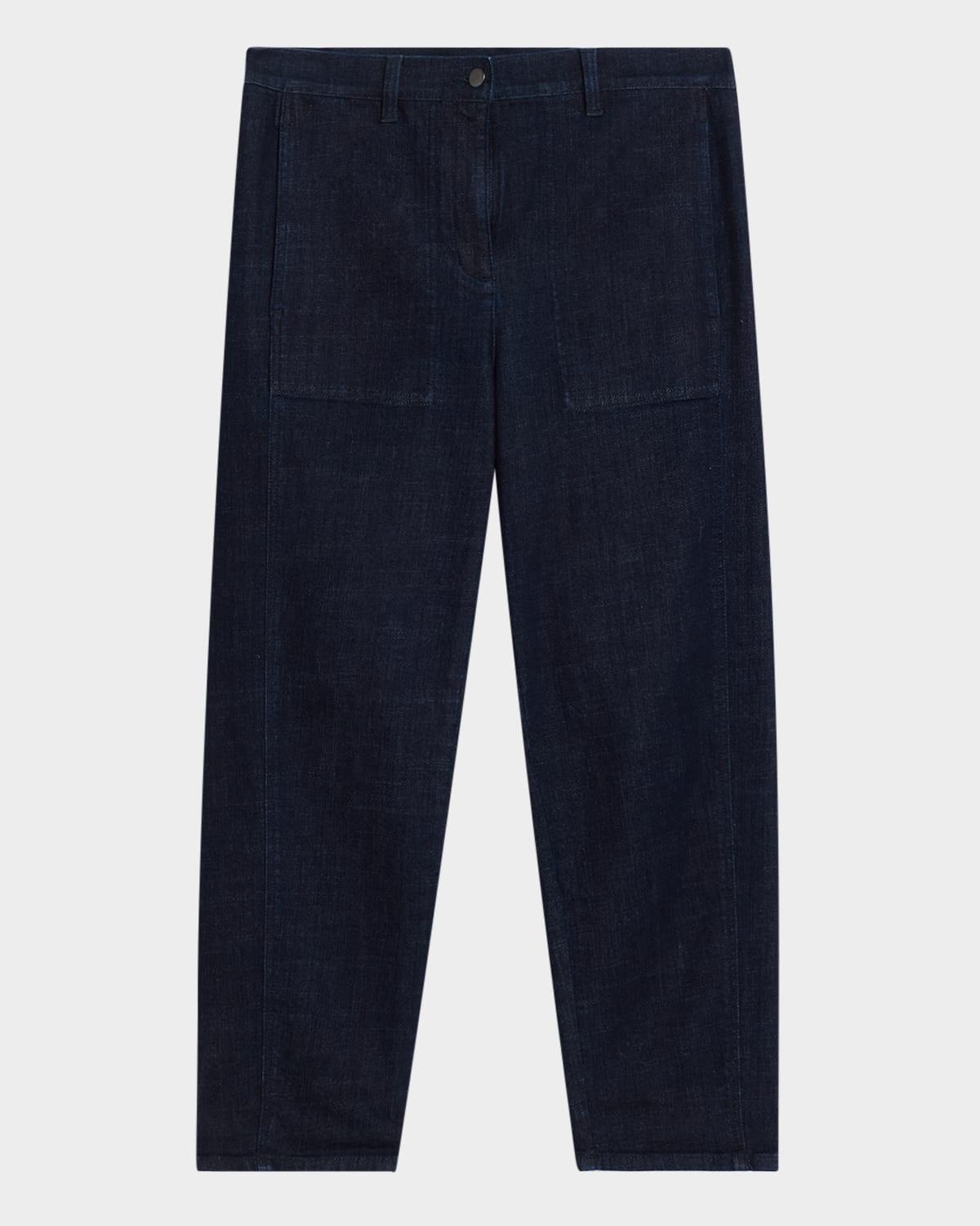 cropped stretch denim boyfriend lantern pants