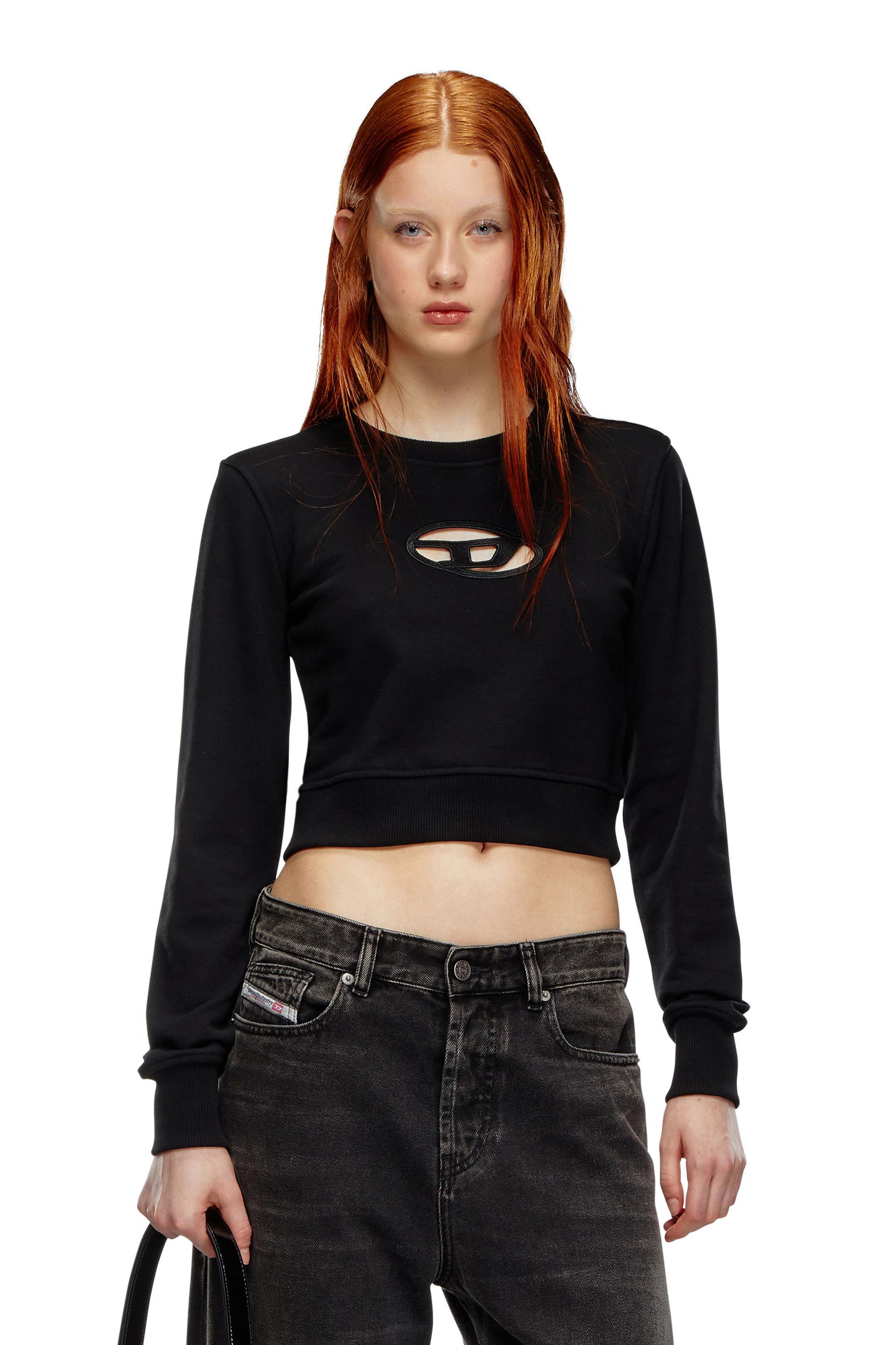 cropped sweatshirt with cut-out logo
