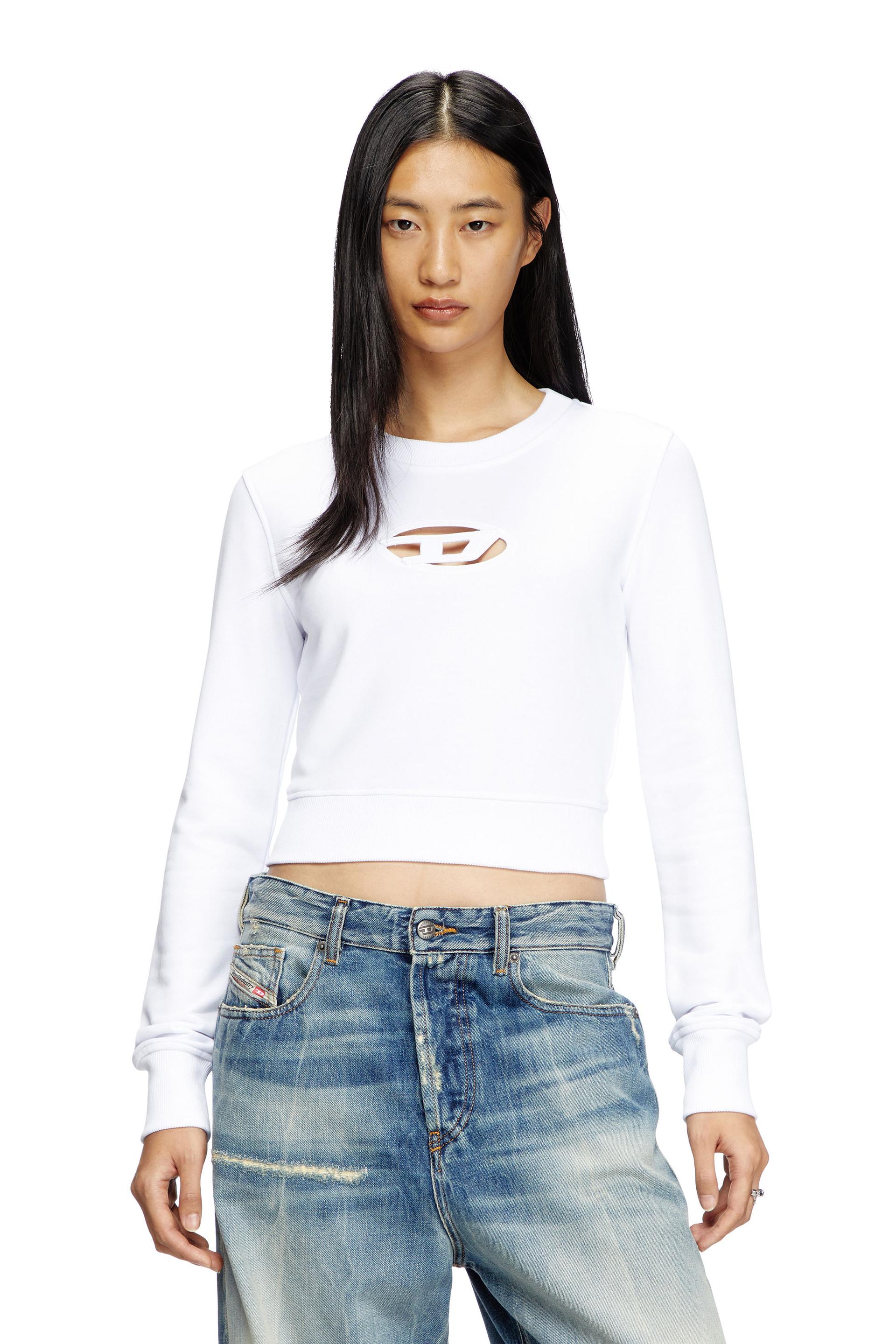 cropped sweatshirt with cut-out logo