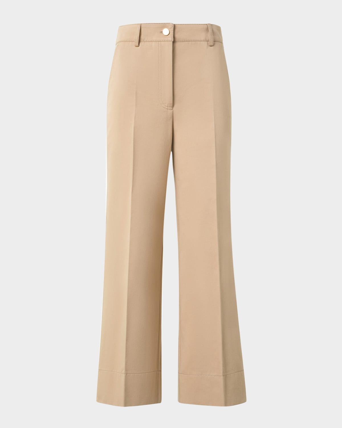 cropped wide-leg cotton gabardine pants