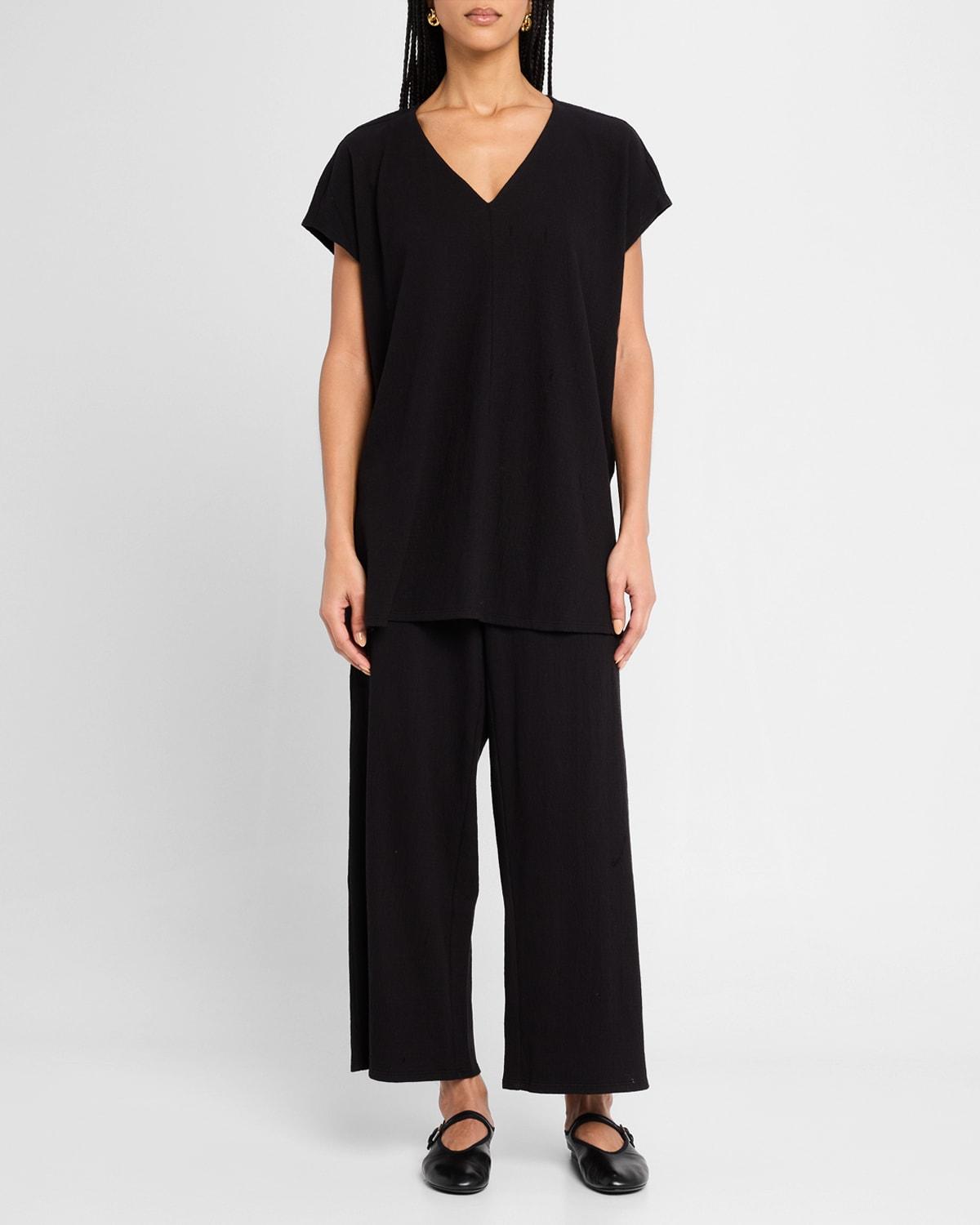 cropped wide-leg crinkled jersey pants