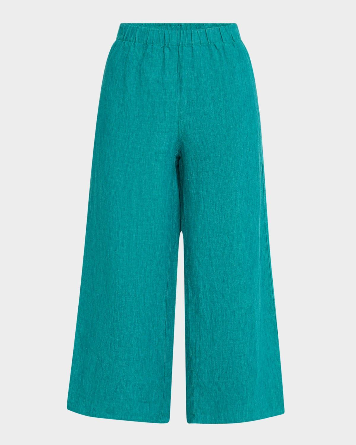 cropped wide-leg organic linen pants