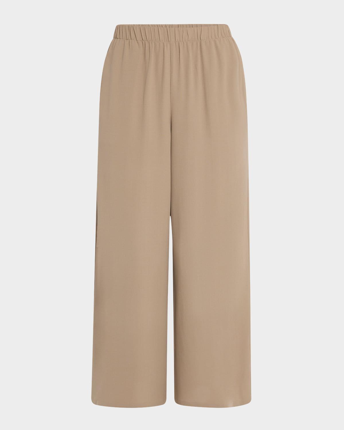 cropped wide-leg silk georgette crepe pants