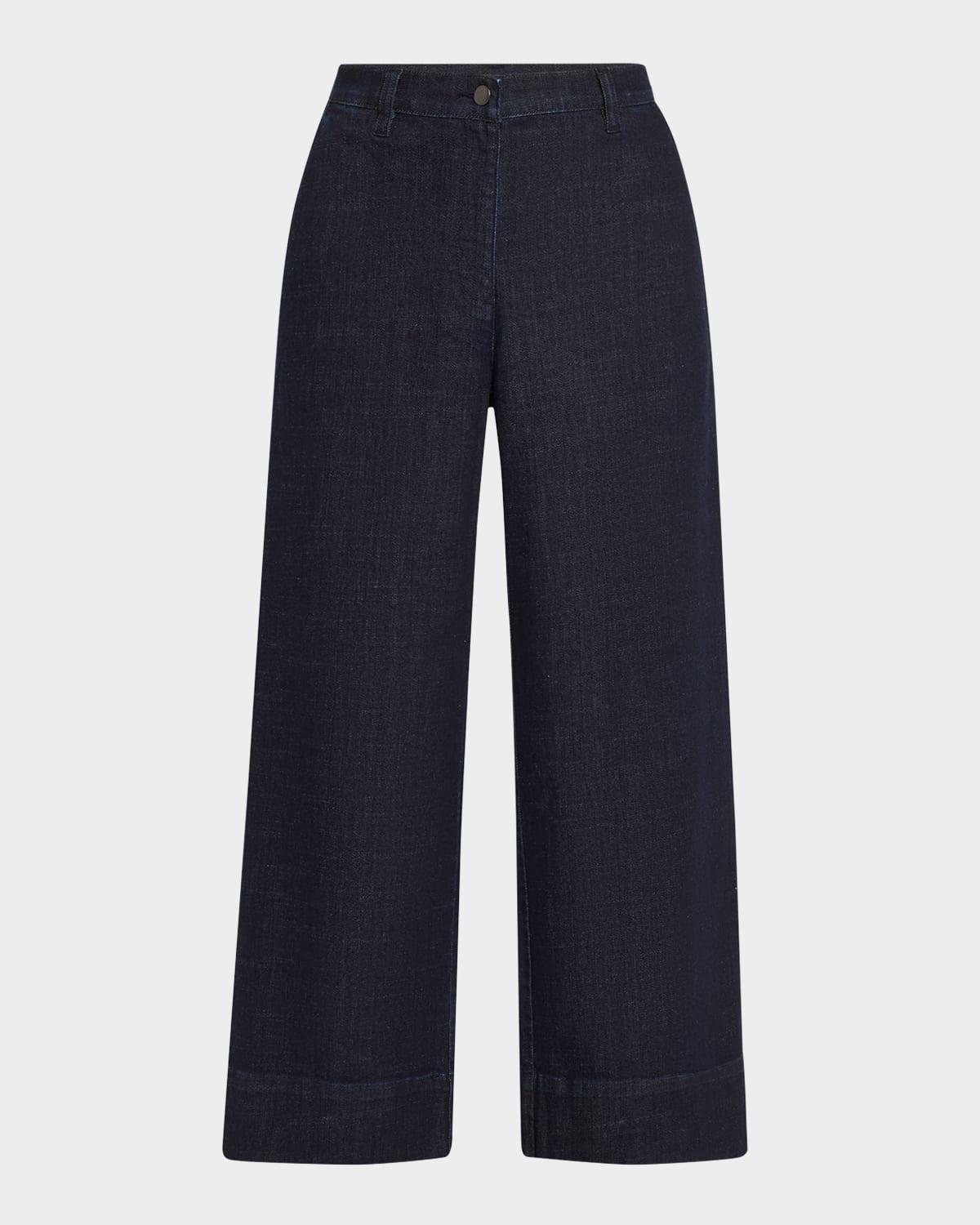 cropped wide-leg stretch denim pants