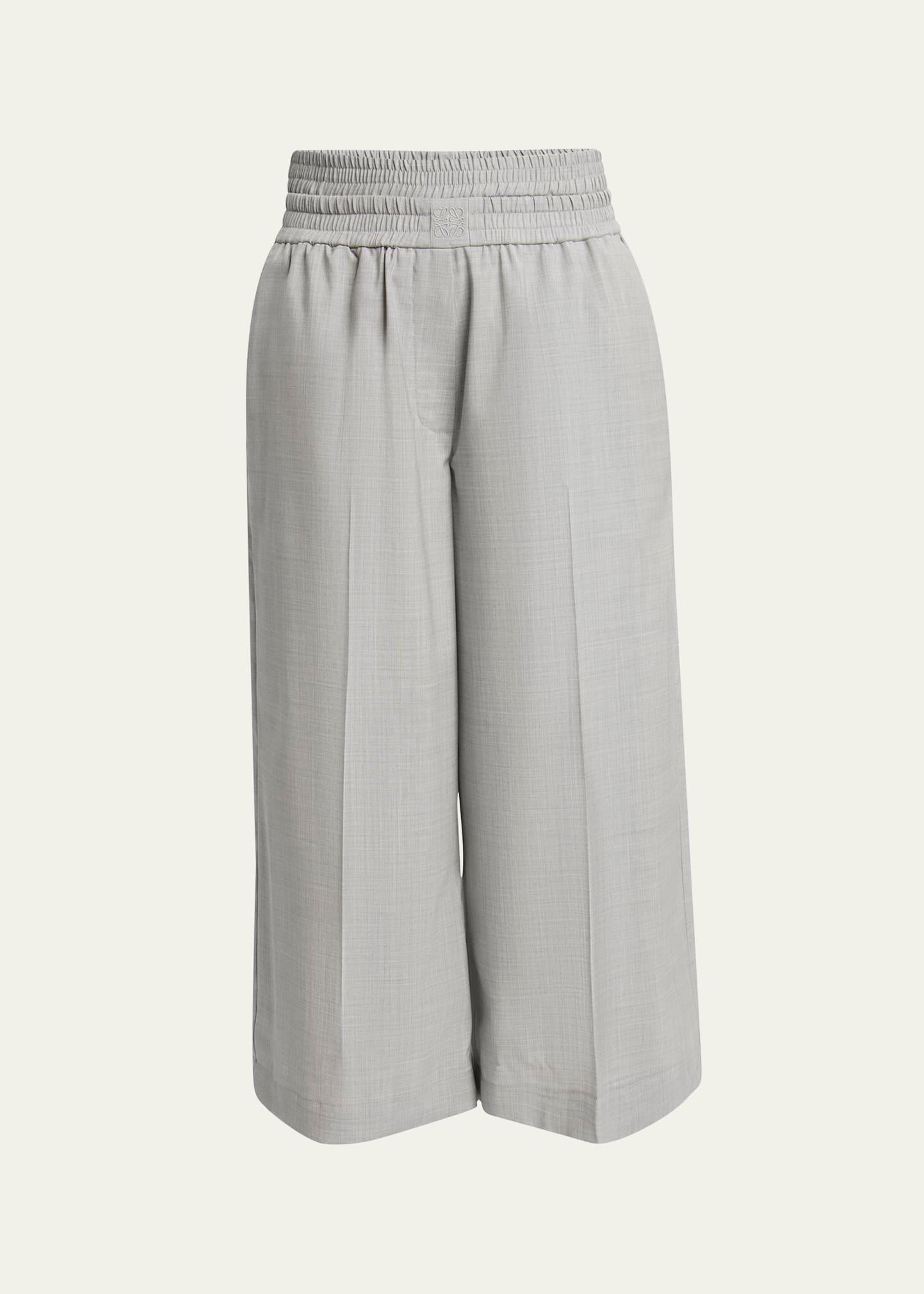 cropped wide leg wool trousers