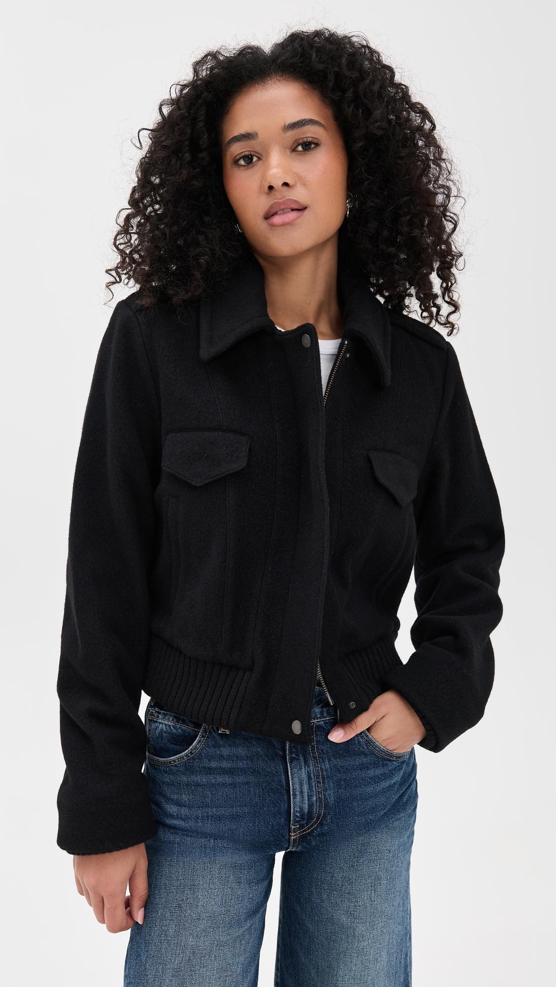 cropped wool blend jacket