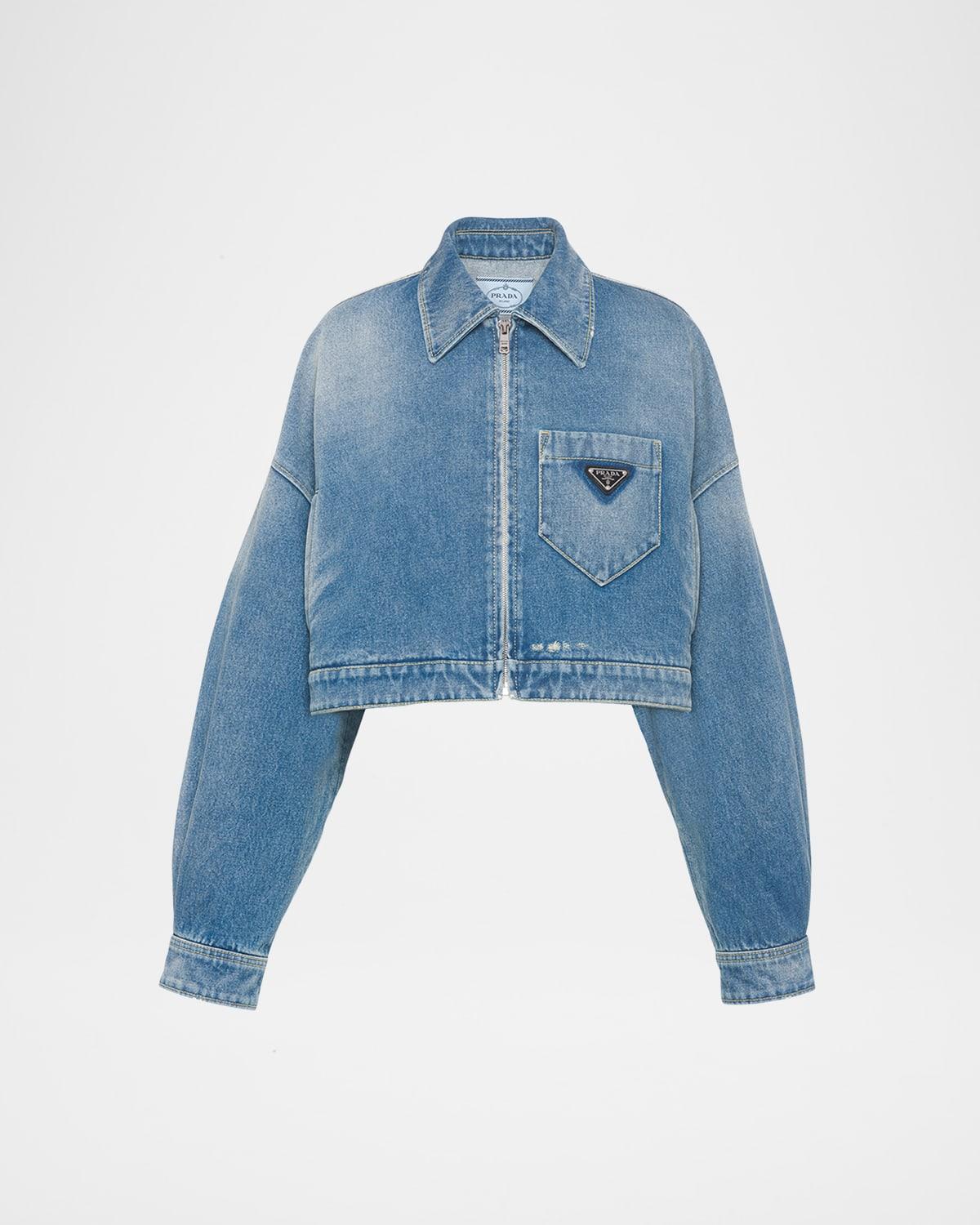cropped zip-front denim jacket