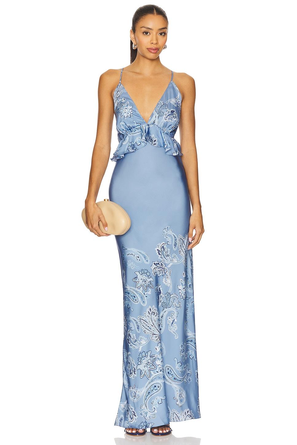 cross back peplum maxi dress