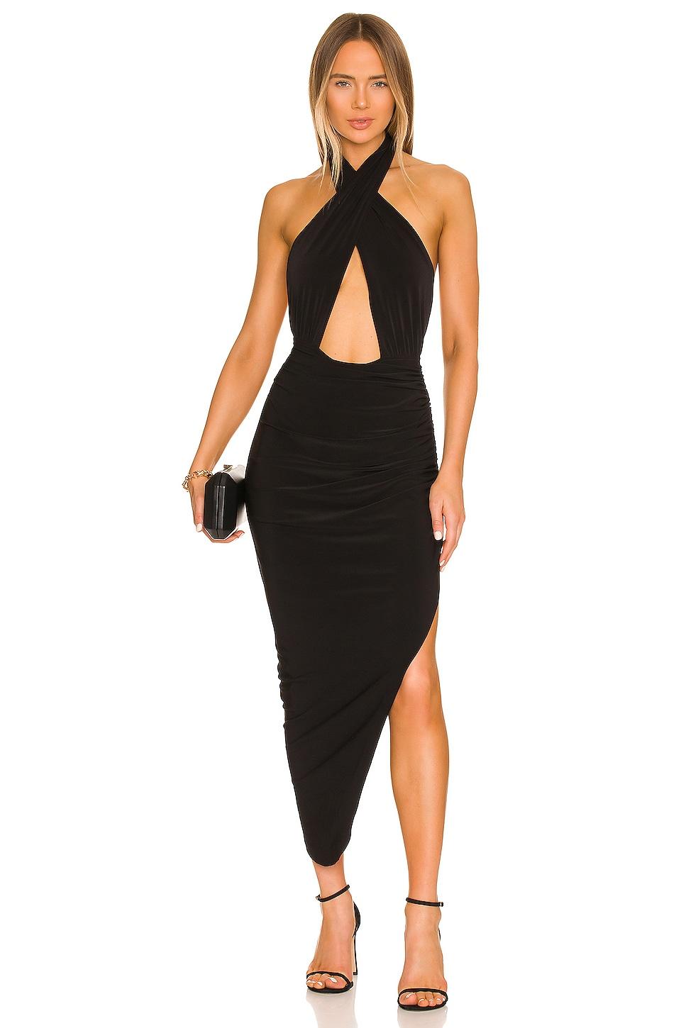 cross halter side drape gown